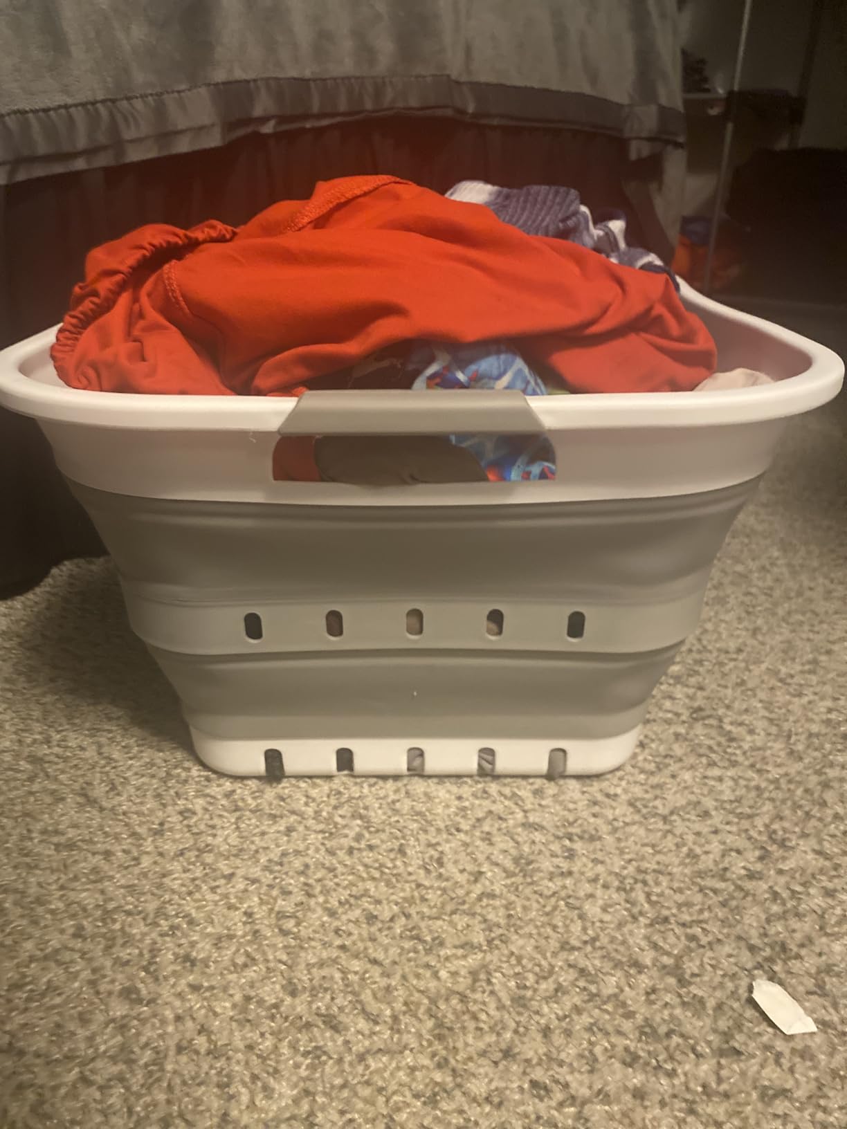 SAMMART 42L (11 gallon) Collapsible Plastic Laundry Basket - Foldable Pop Up Storage Container/Organizer - Space Saving Hamper/Basket (1, White/Grey) customer photo 1
