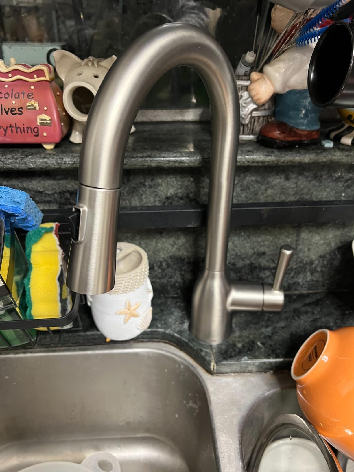 Moen Adler Matte Black One-Handle High Arc Kitchen Sink Faucet with Power Clean, Modern Kitchen Faucet with Pull Down Sprayer, 87233BL customer photo 1
