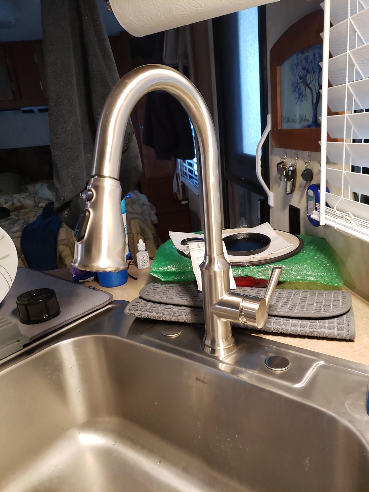 Wet Bar Sink Faucet, Stainless Steel 360 Swivel Bar Mixer with 3 Hole Cover Deck Plate, Small Modern Single Handle Tap for Kitchen Bath Bathroom Sink, Brushed Nickel … customer photo 1