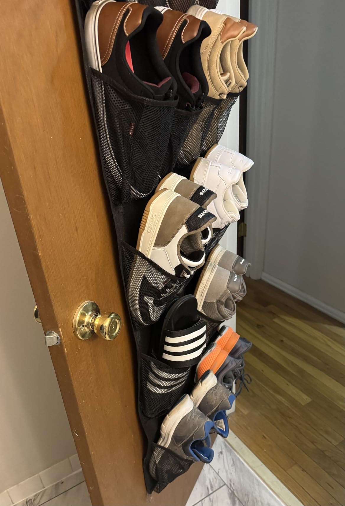 GORILLA GRIP Over the Door Shoe Organizer, 24 Large Pockets, Black customer photo 2