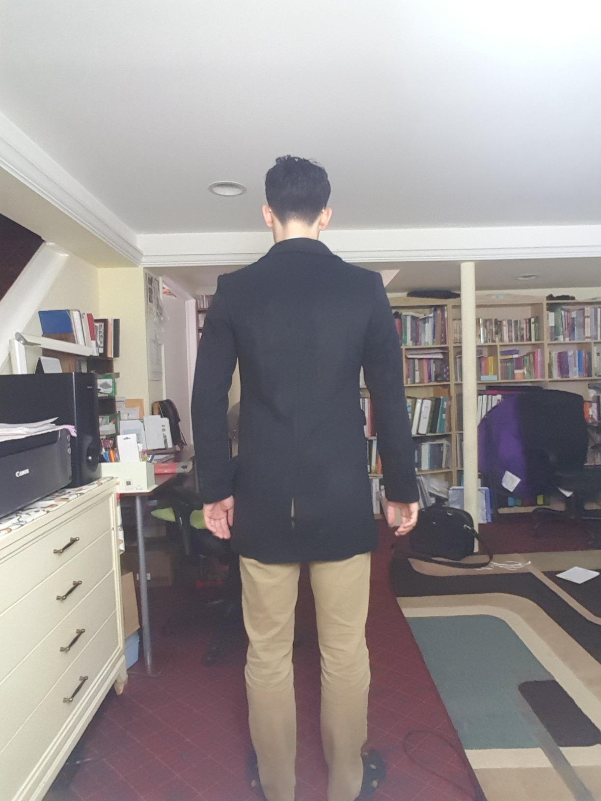 Men's Premium Wool Blend Double Breasted Long Pea Coat customer photo 2