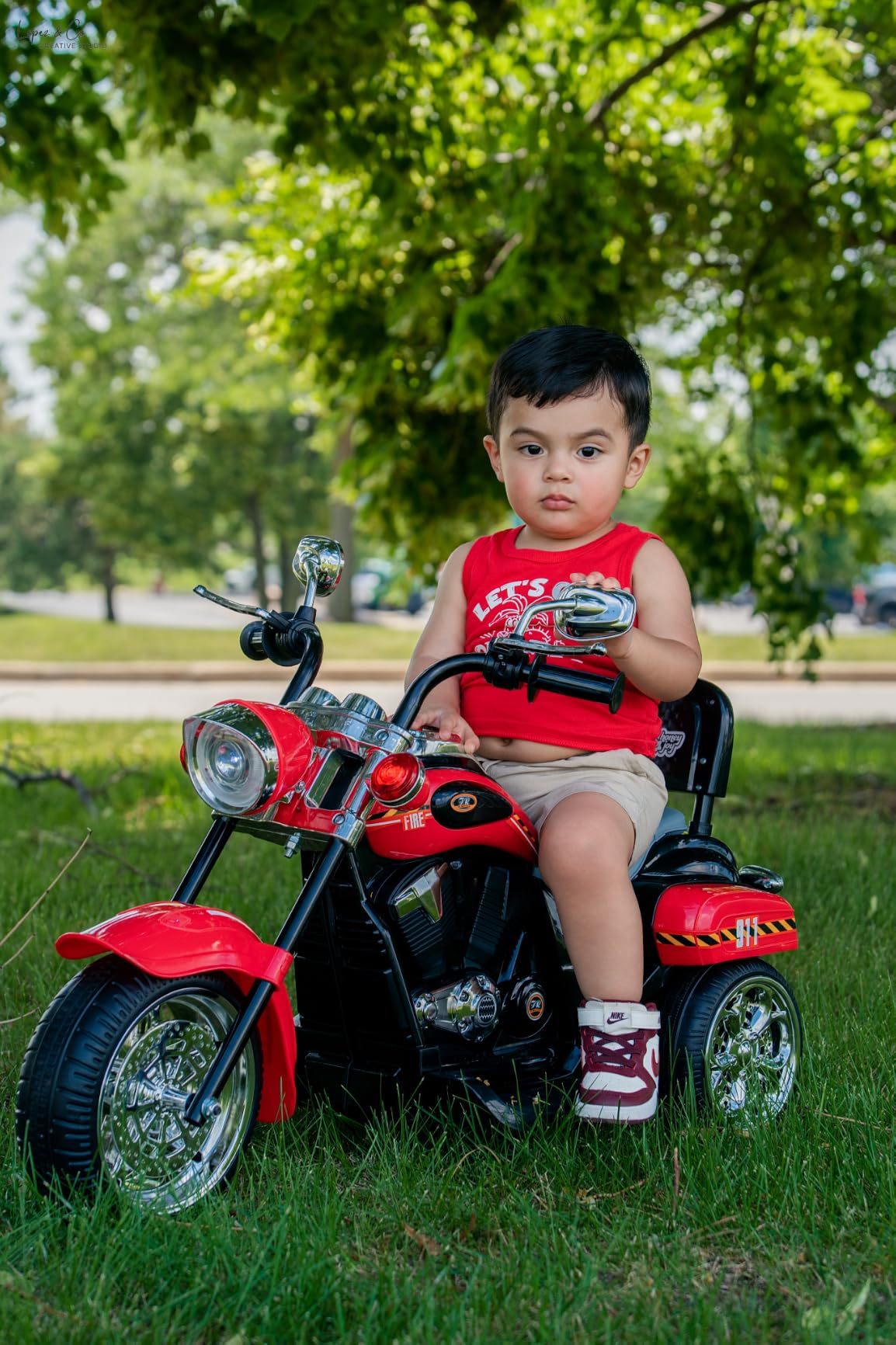 Costzon 6V Ride on Chopper Kids Motorcycle with Horn, Headlight (Blue) customer photo 2