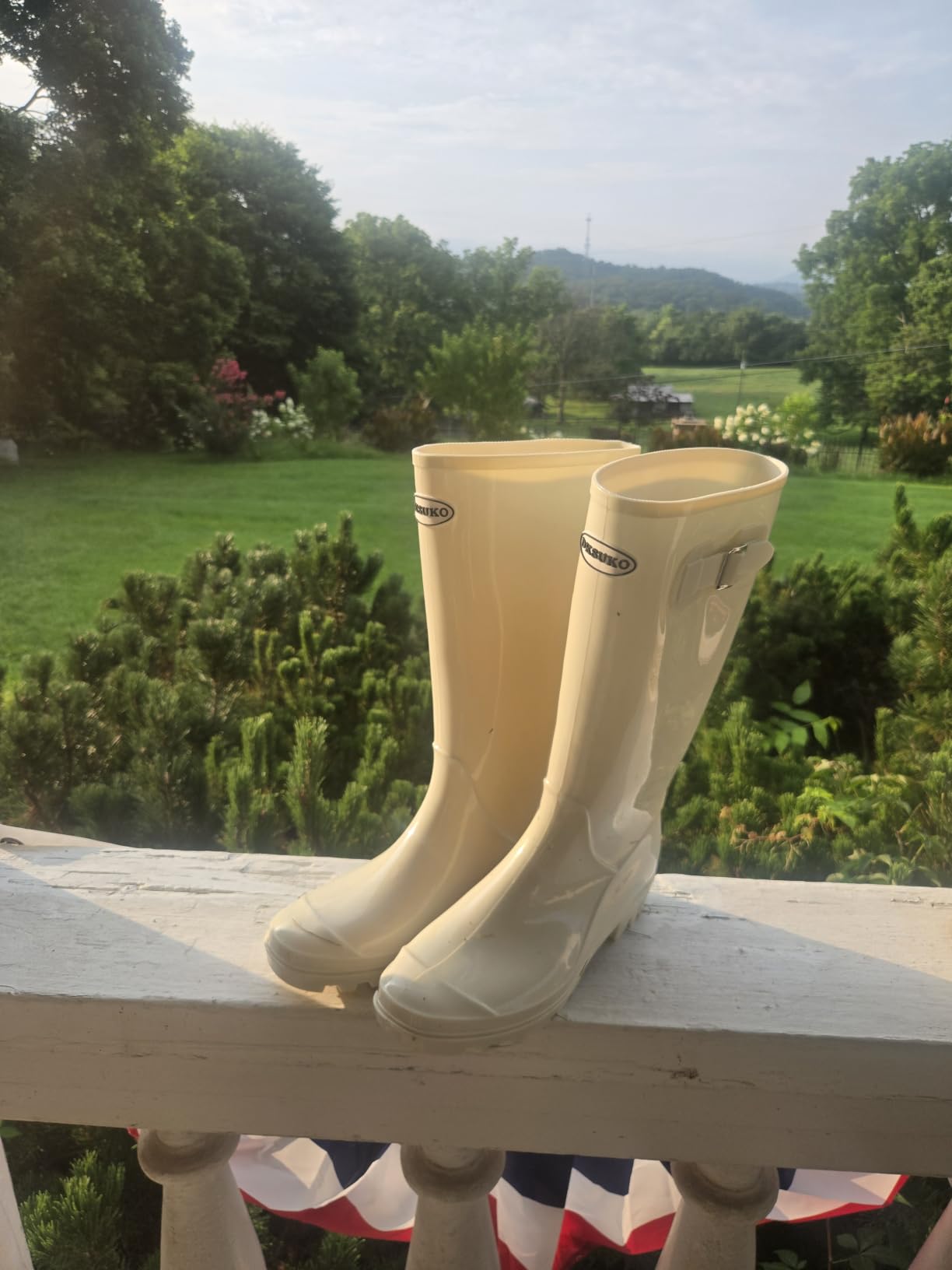 DKSUKO Women's Tall Waterproof Rain Boots Rubber Wide Calf Garden Boots customer photo 1