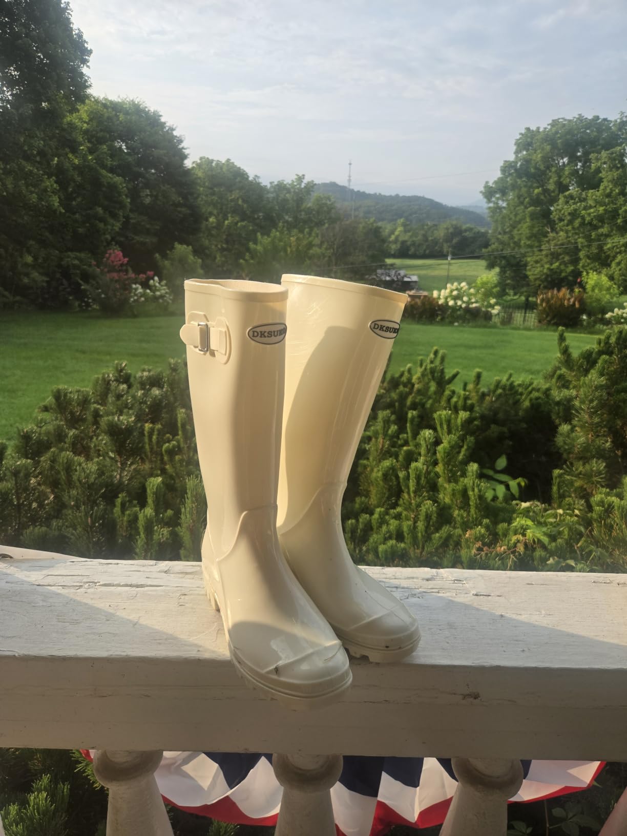DKSUKO Women's Tall Waterproof Rain Boots Rubber Wide Calf Garden Boots customer photo 2