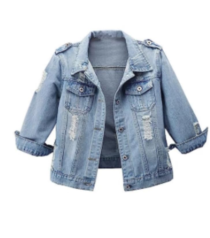 Hixiaohe Women Autumn 3/4 Sleeve Retro Short Denim Jackets Light Blue Jean Coats customer photo 1