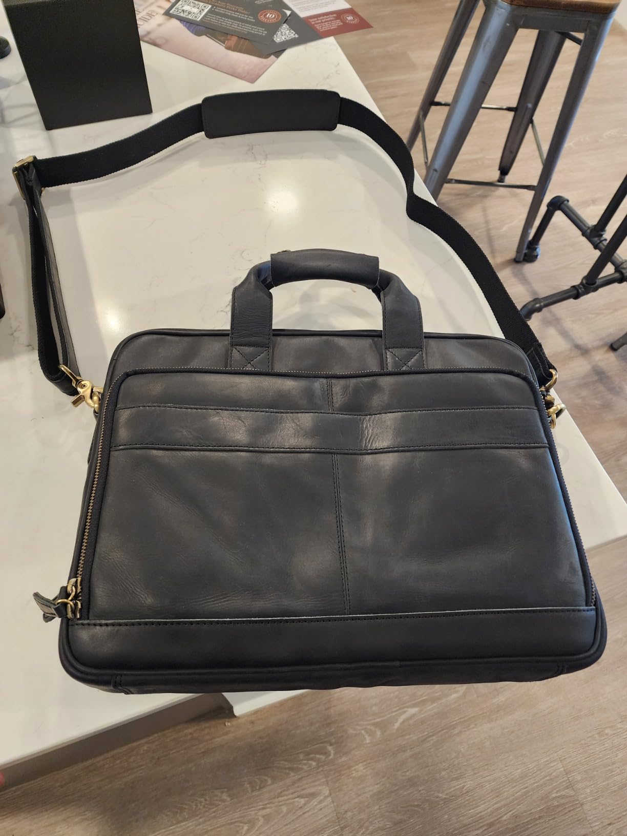 Luxorro Full-Grain Leather Briefcase for Men - Laptop Bag with Leather Computer Compartment customer photo 1