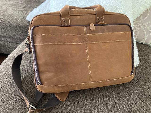 Luxorro Full-Grain Leather Briefcase for Men - Laptop Bag with Leather Computer Compartment customer photo 2