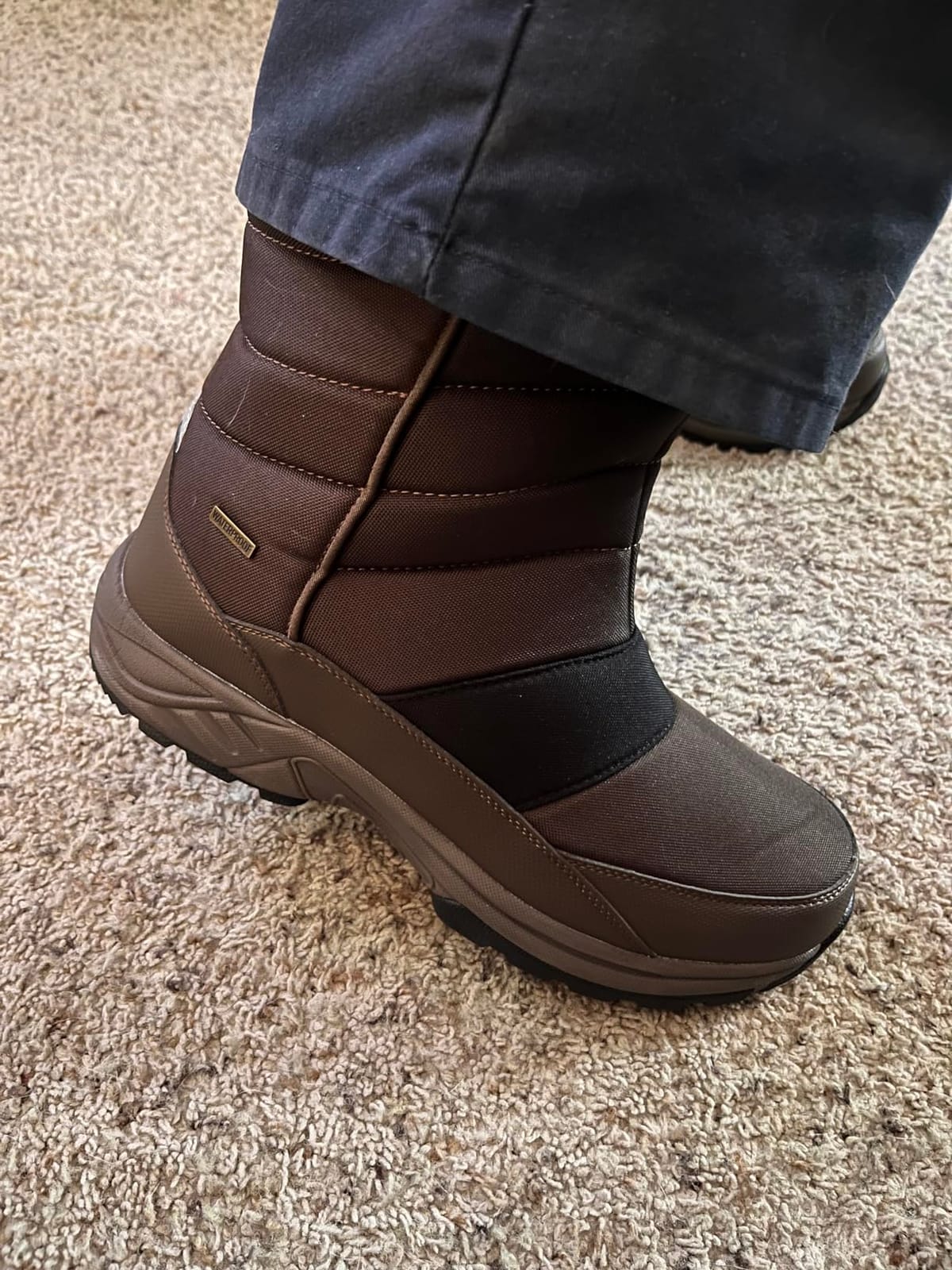 SILENTCARE Mens Winter Mid-Calf Snow Boot Fur Warm Waterproof Slip On Outdoor Athletic customer photo 2
