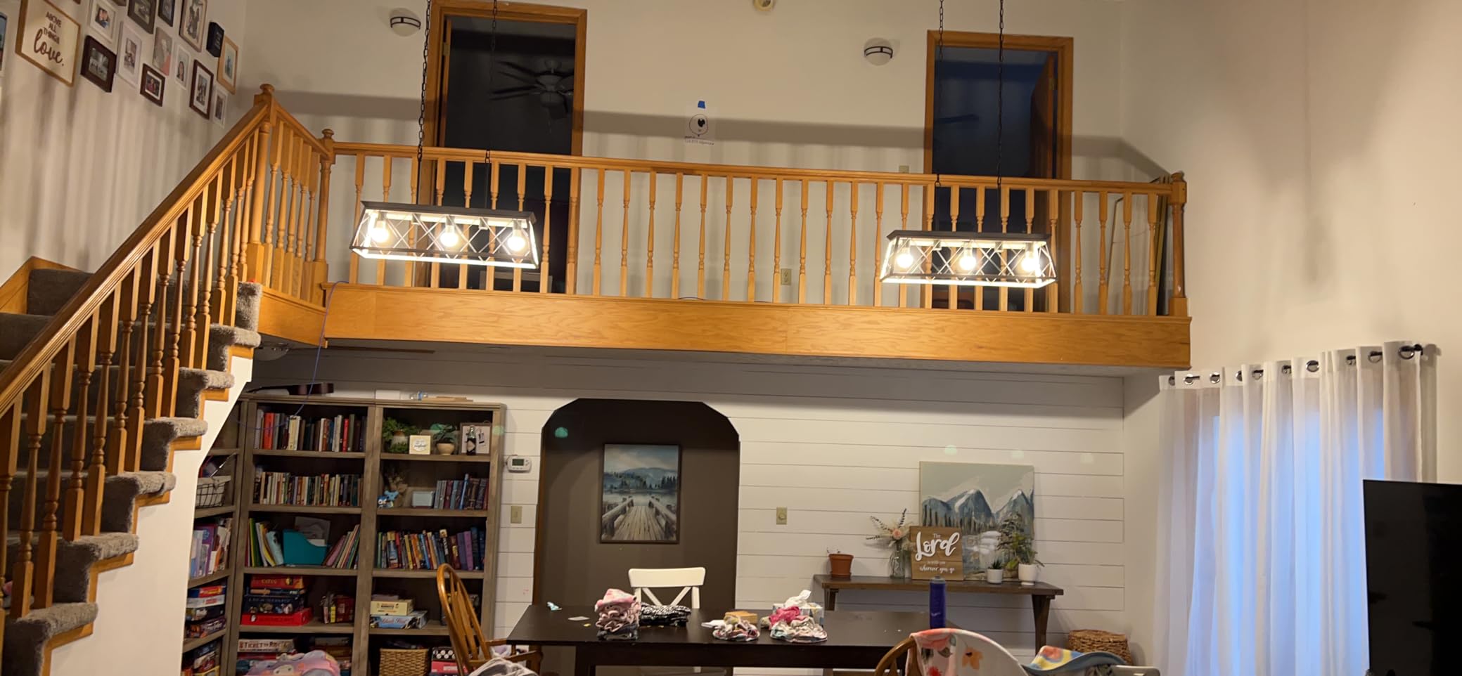Q&S Farmhouse Dining Room Pendant Light Fixture,1-Light Industrial Chandelier Hanging Small Lights for Hallway Entryway Patio Kitchen Island D9.5 UL Listed customer photo 1