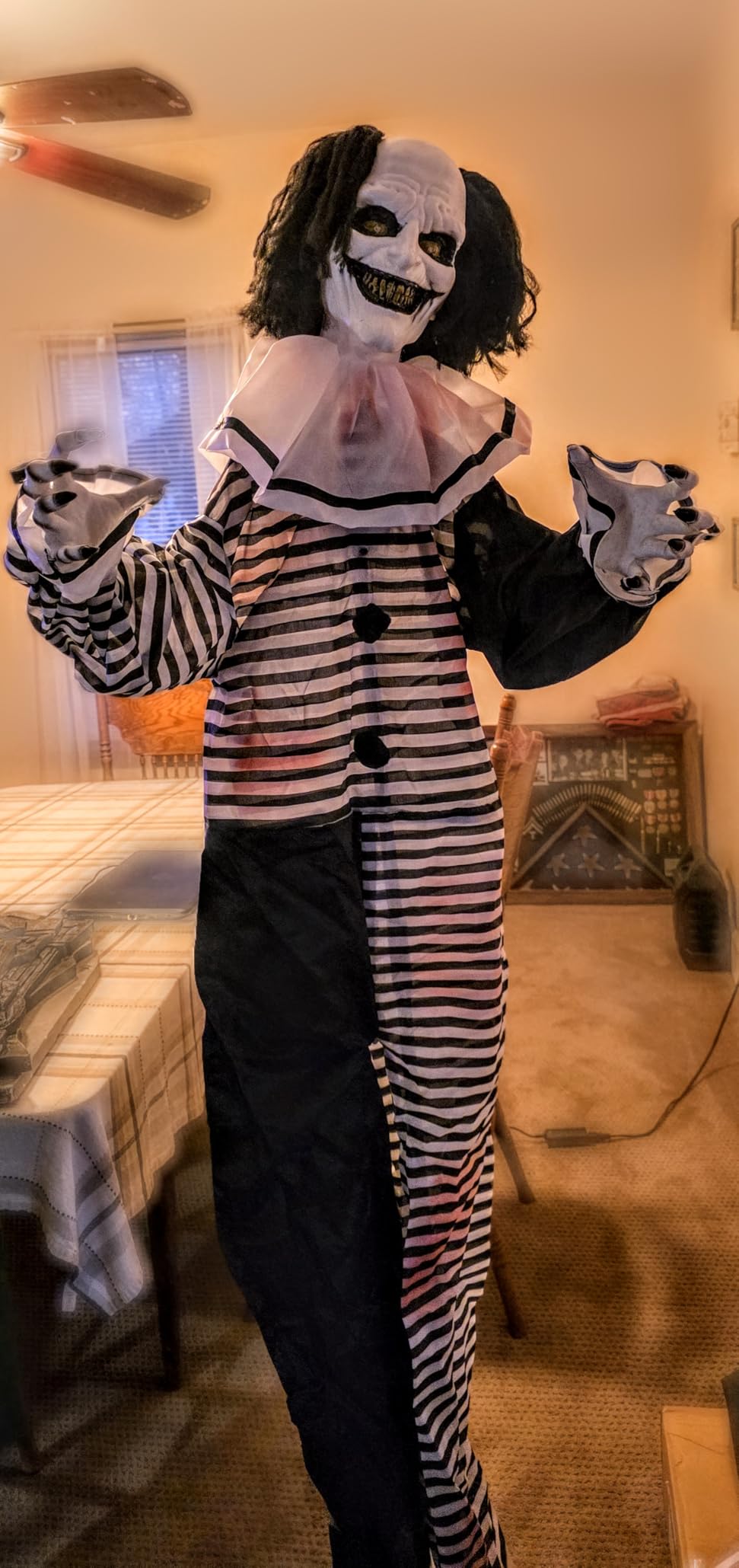 Haunted Hill Farm Life-Size Scary Talking Clown, Halloween Animatronic with Motion and Touch Activated Lights and Sounds, Battery Operated Indoor or Covered Outdoor Halloween Decorations | Life-Size 5.5-Ft Talking Clown Animatronic, Motion, Touch Lights and Sounds, Battery Operated, Indoor or Outdoor Decor customer photo 2