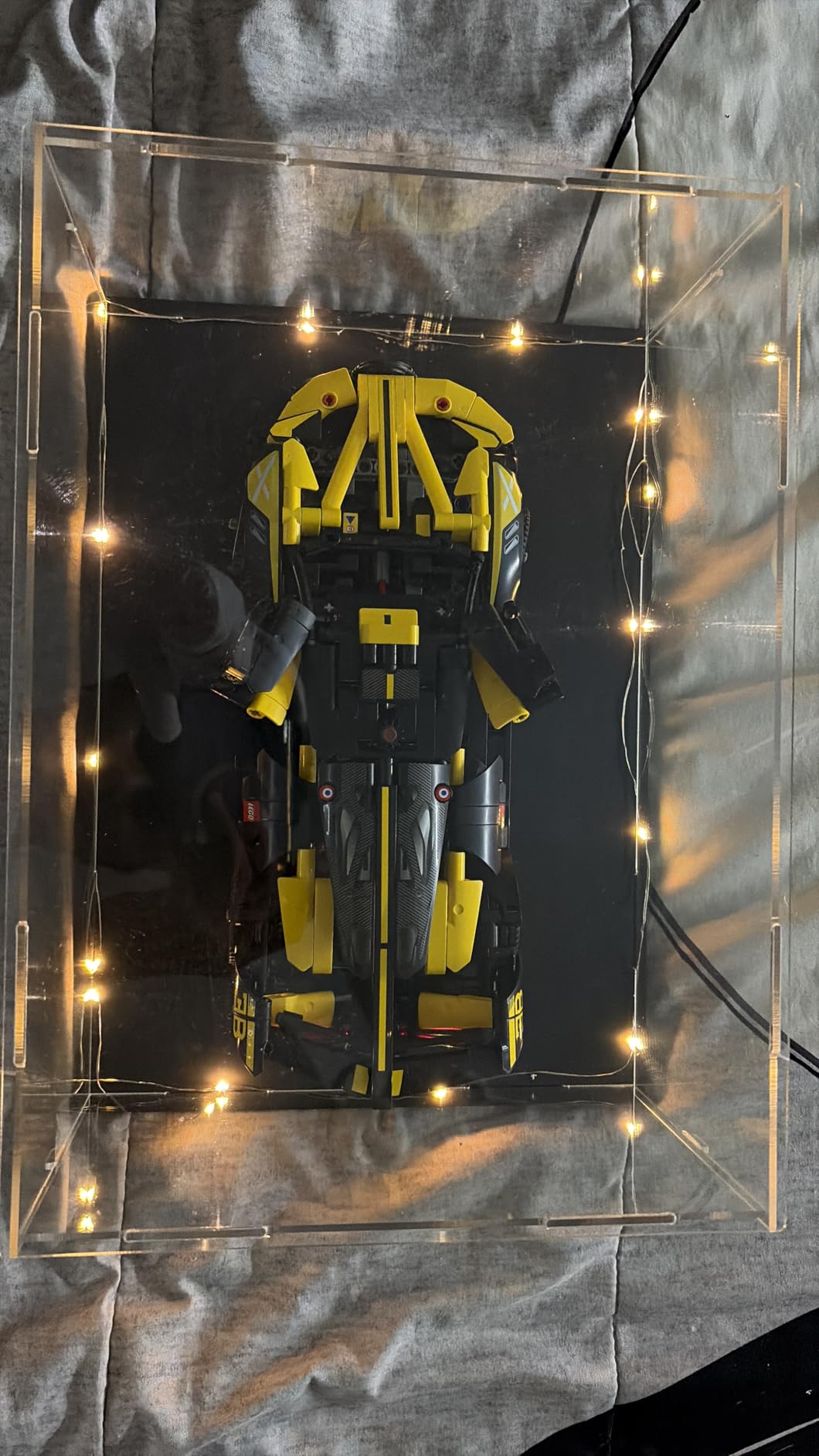 Thickened Clear Acrylic Display Case for Lego 10295 10337 10330 10353 76450 42176 43268 42170 42160 10300 Collectibles 1/18 Rc Car, Transparent Box Dustproof with Light, Black Inside 15.7x7.9x7.9in customer photo 1