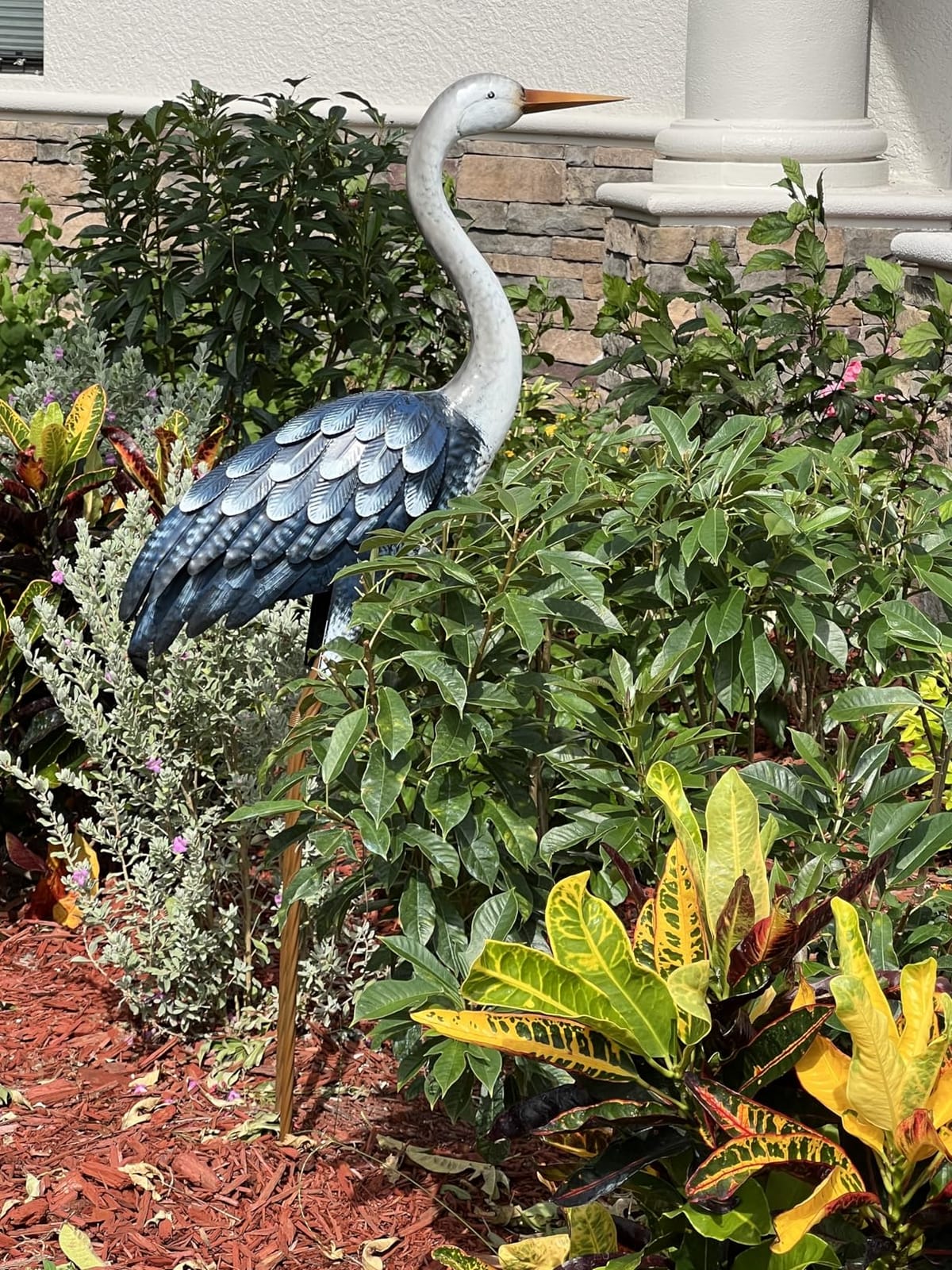 Kircust Crane Garden Sculptures & Statues Heron Decoy Large Size Metal Birds Yard Art Standing Vintage Brass Heron Lawn Ornament Outdoor Decorations 37 Inches Set of 2 customer photo 1