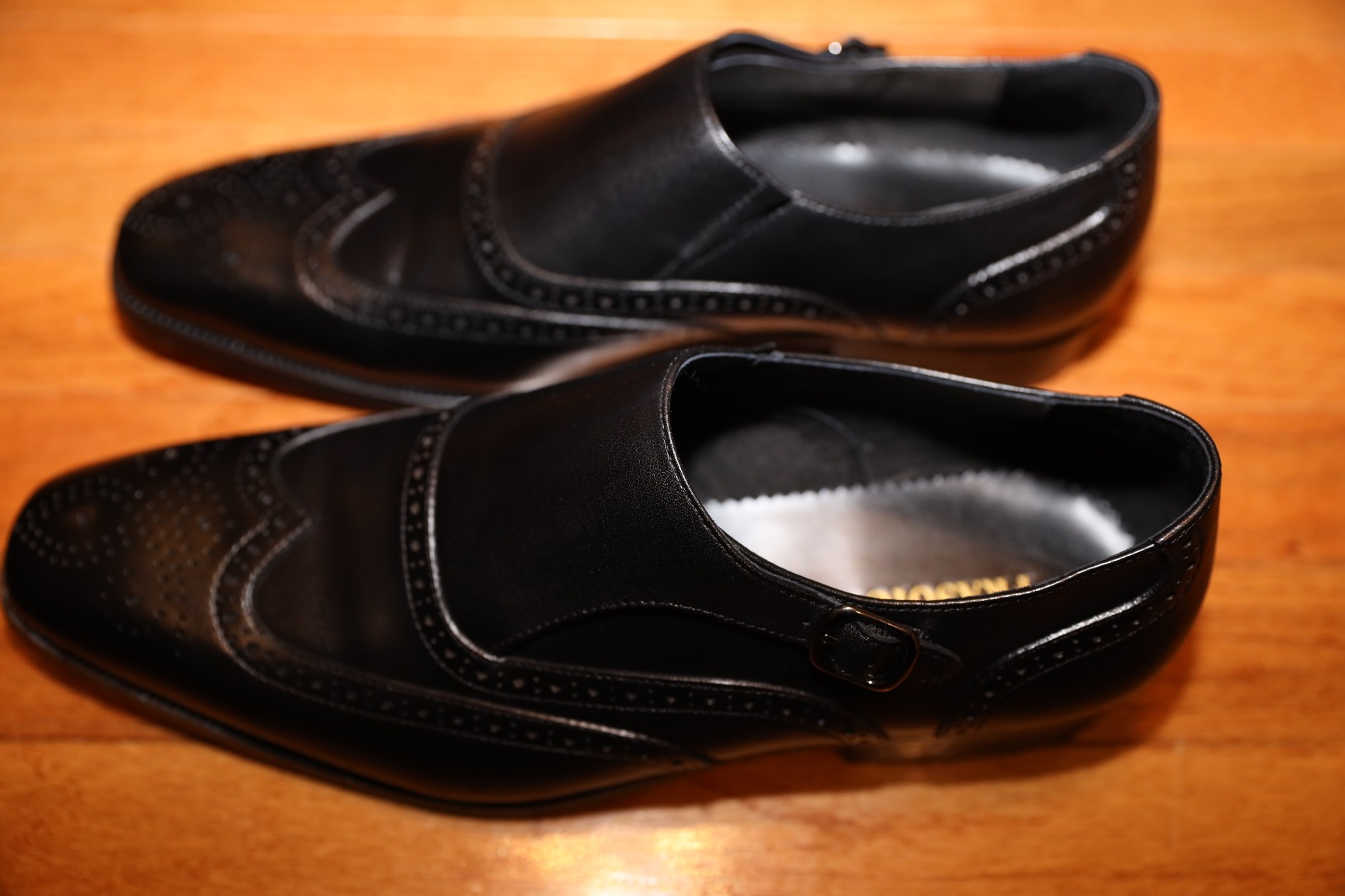 Men ’s Dress Shoes Genuine Leather Monk Strap Wingtip Formal Shoes Slip-On Loafer customer photo 1