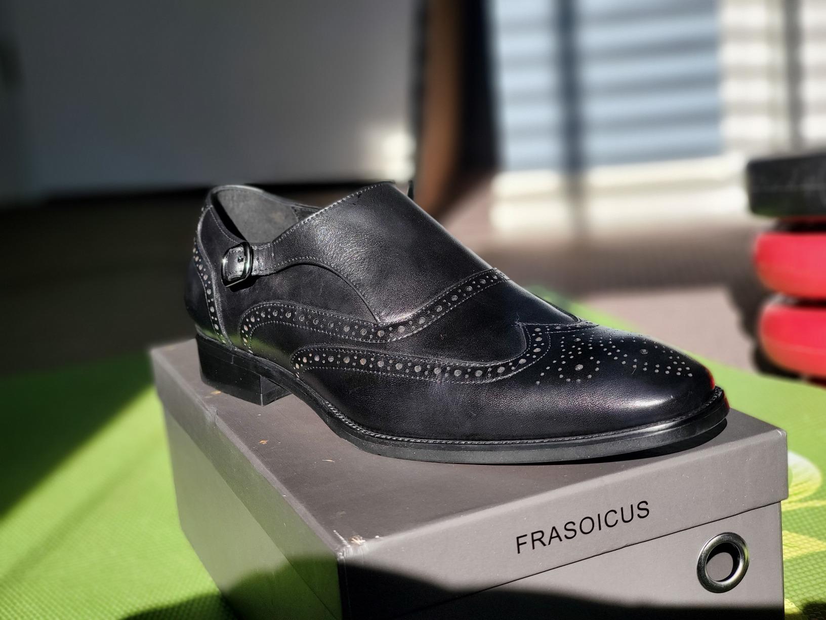 Men ’s Dress Shoes Genuine Leather Monk Strap Wingtip Formal Shoes Slip-On Loafer customer photo 2