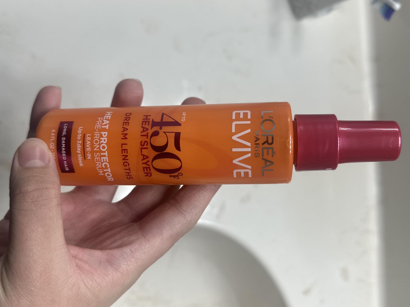 L'Oreal Paris Elvive Dream Lengths Heat Slayer Pre-Iron Spray Leave-In, 4.4 Ounce customer photo 2