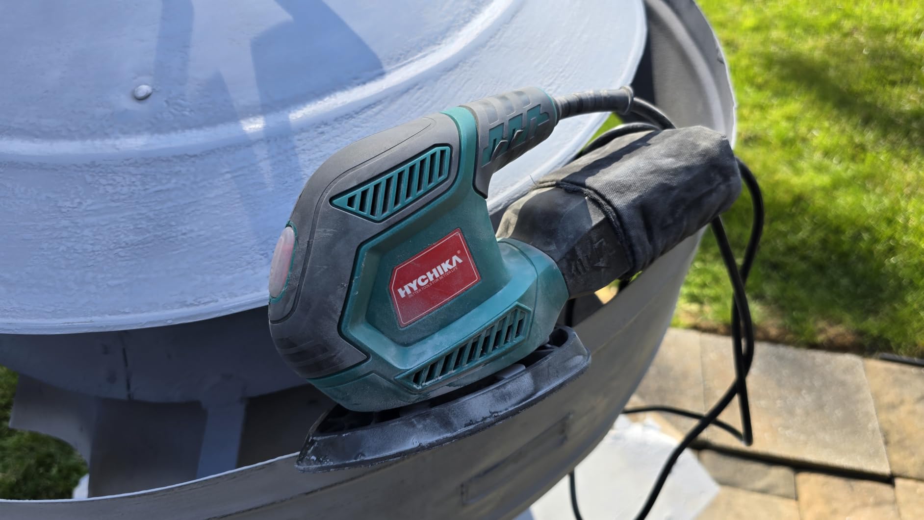 HYCHIKA Detail Sander, 14,000 OPM Compact Electric Sander Tool with 12 Pcs Sandpapers,Efficiency Dust Collection System,Suitable for Tight Spaces Sanding,Polishing,Removing Paint in Home Decoration customer photo 2