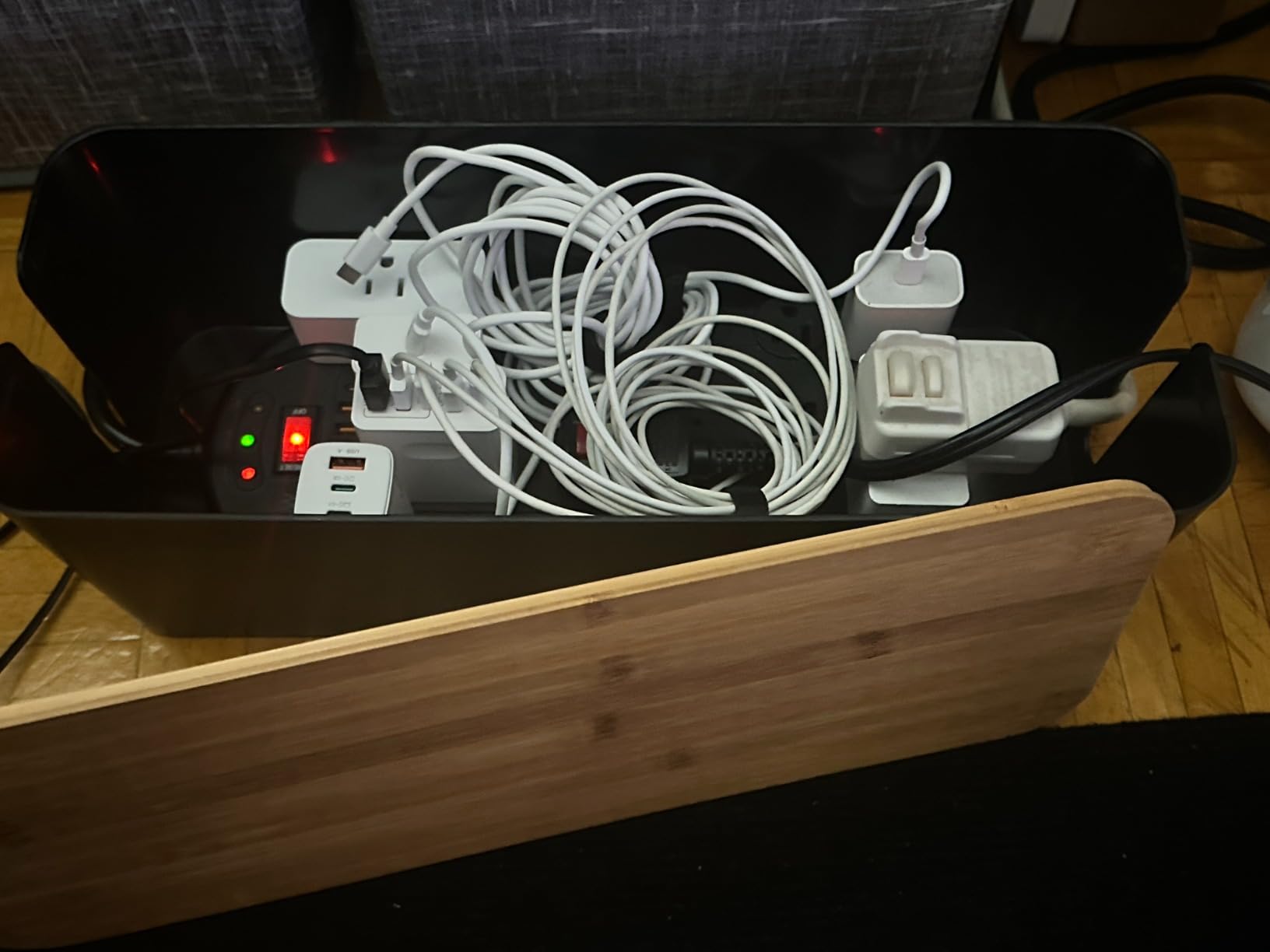 2Pack Cable Management Box,Wooden Style Cord Organizer Cord Hide Box customer photo 1