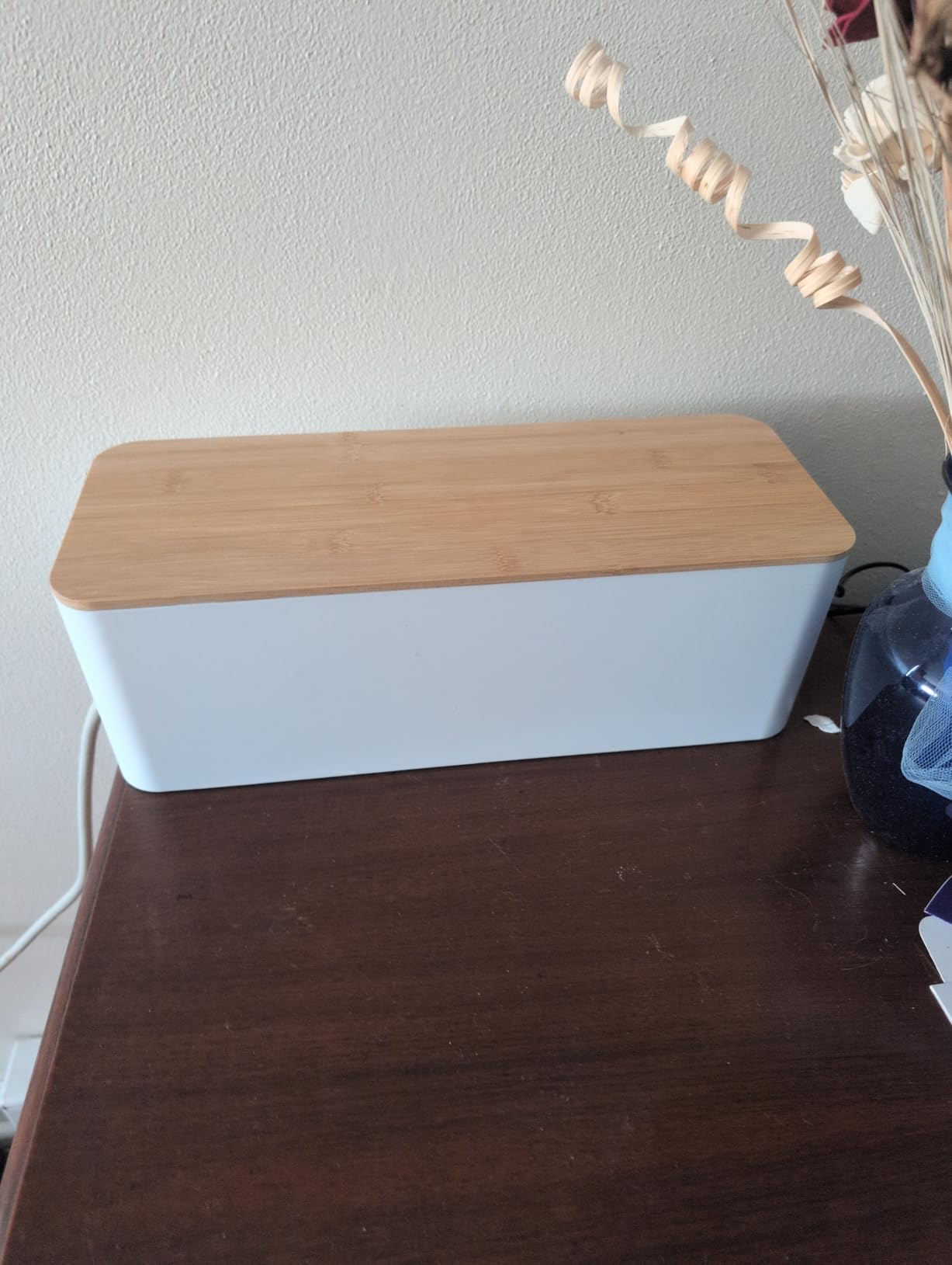 2Pack Cable Management Box,Wooden Style Cord Organizer Cord Hide Box customer photo 2