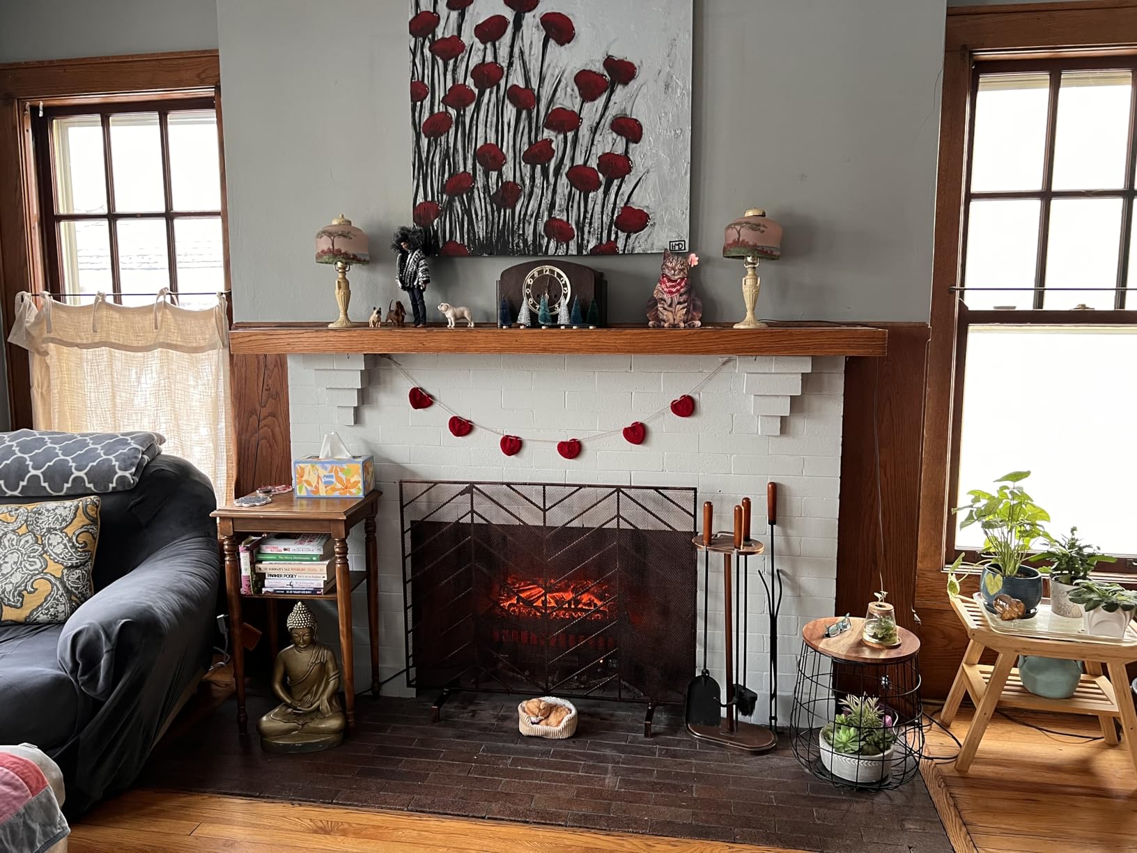 Best Choice Products 38x31in Single Panel Handcrafted Wrought Iron Mesh Chevron Fireplace Screen, Fire Spark Guard for Living Room, Bedroom Décor w/Distressed Antique Finish - Satin Black customer photo 2