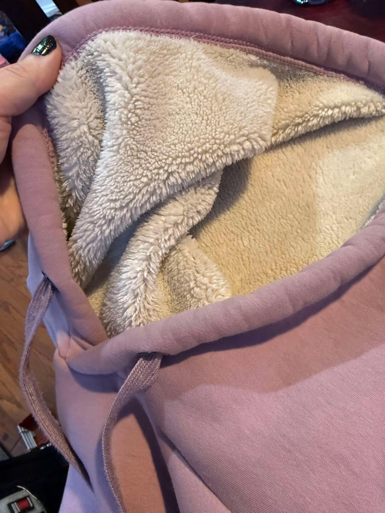 Haellun Womens Casual Winter Warm Fleece Sherpa Lined Pullover Hooded Sweatshirt customer photo 1