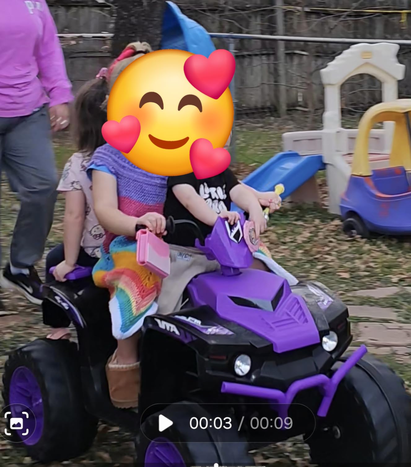 Costzon Kids ATV, 12V Battery Powered Electric Vehicle w/LED Lights, High & Low Speed, Horn, Music, USB, Treaded Tires, Ride on Car 4 Wheeler Quad for Boys & Girls Gift, Ride on ATV (Blue) customer photo 1