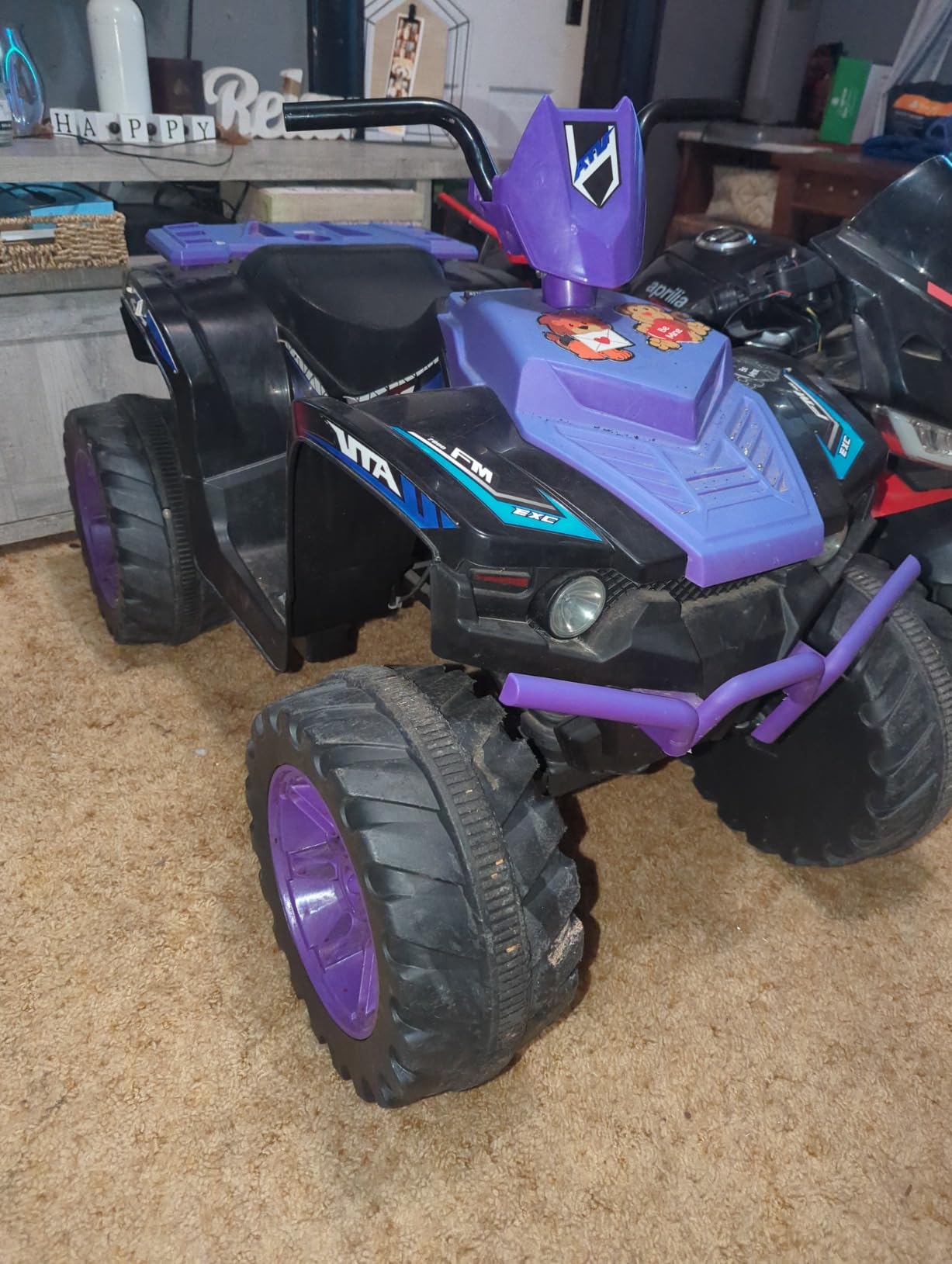 Costzon Kids ATV, 12V Battery Powered Electric Vehicle w/LED Lights, High & Low Speed, Horn, Music, USB, Treaded Tires, Ride on Car 4 Wheeler Quad for Boys & Girls Gift, Ride on ATV (Blue) customer photo 2