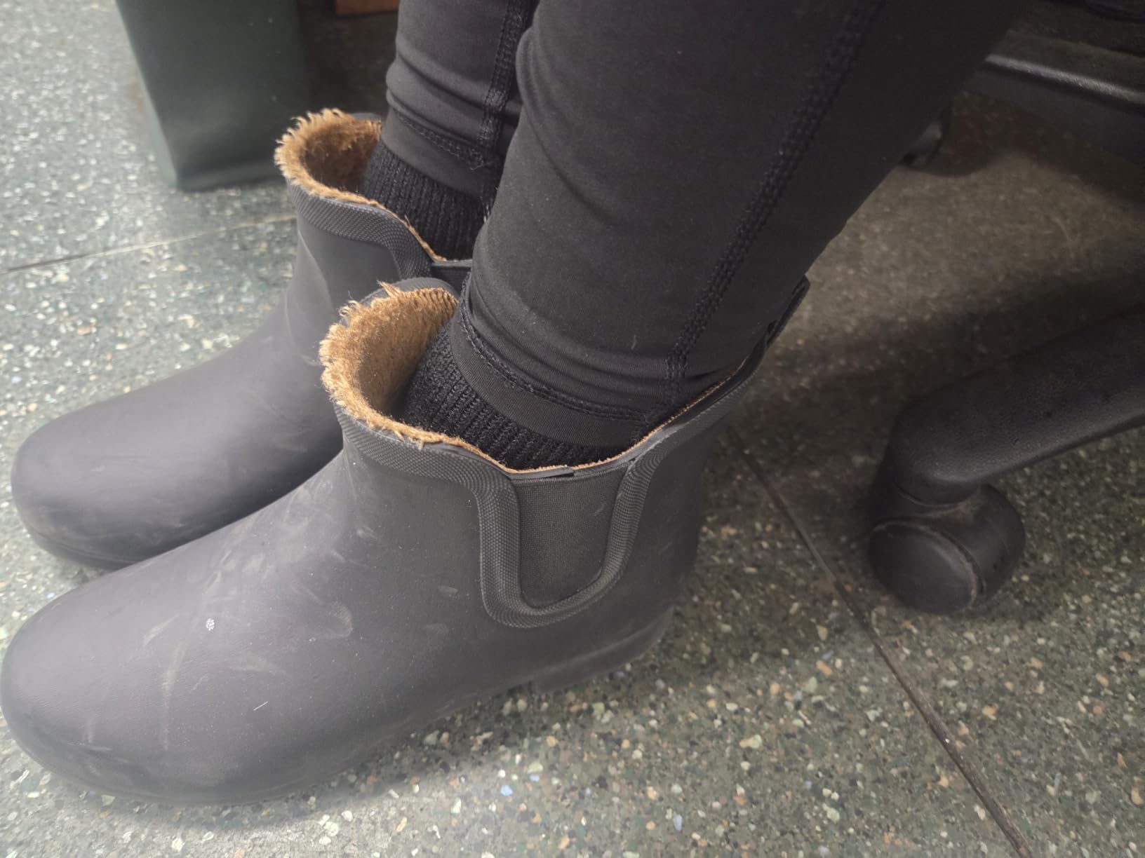 Chooka Women's Delridge Waterproof Faux Fur Chelsea Rain Boot Slip On customer photo 2