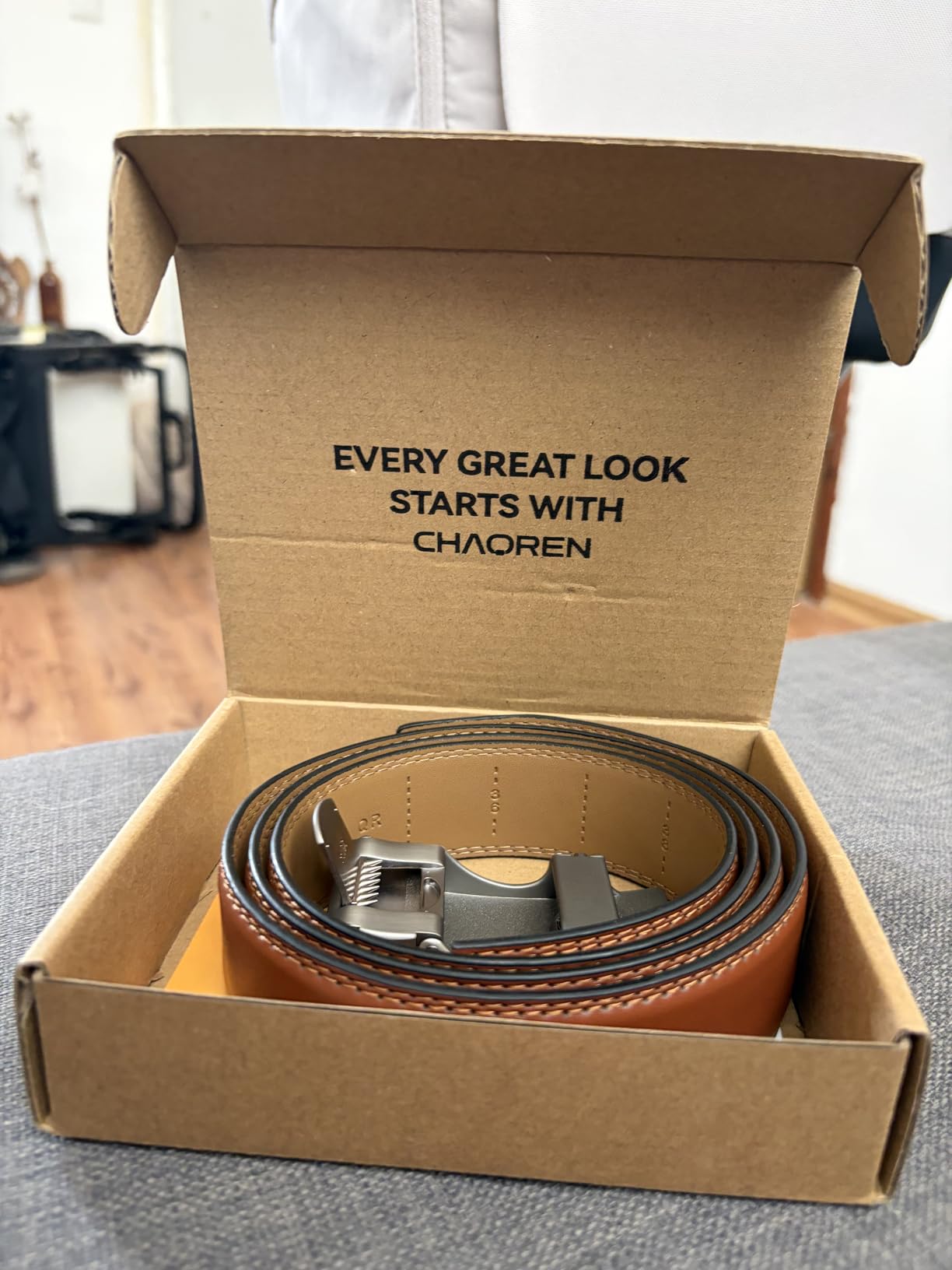 CHAOREN Men's Leather Ratchet Belt - Customizable Fit (35mm) customer photo 2