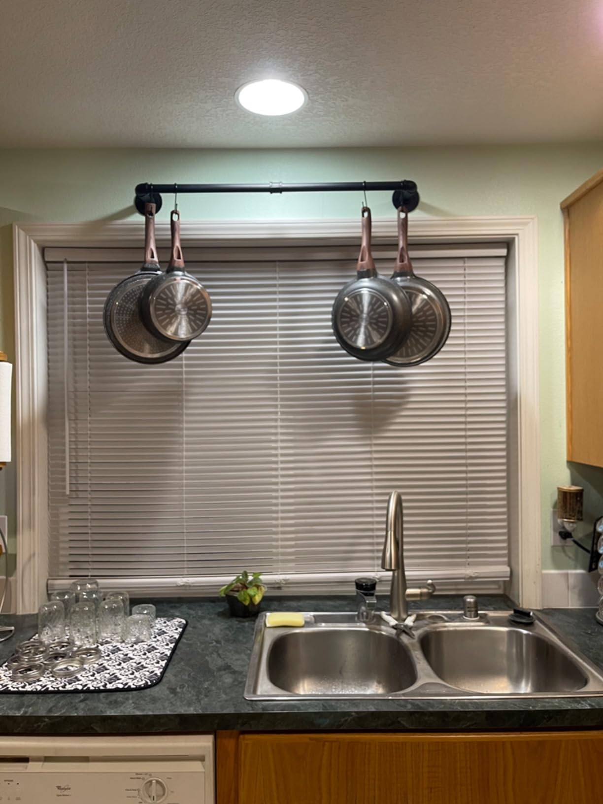 TLBTEK 50 inch Black Pipe Pot Bar Rack Wall Mounted Detachable Pans Hanging Rail Kitchen Lids Utensils Hanger Holders with 15 S Hooks customer photo 2