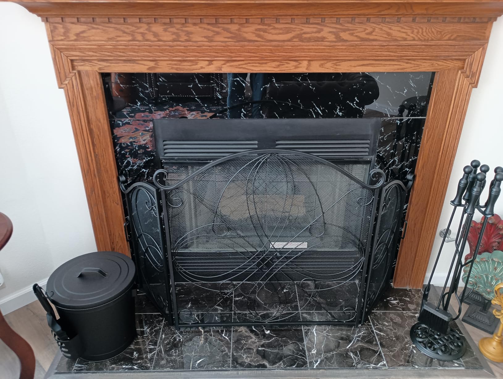Best Choice Products 3-Panel 55x33in Solid Wrought Iron See-Through Metal Fireplace Screen, Spark Guard Safety Protector w/Decorative Scroll - Pewter customer photo 1