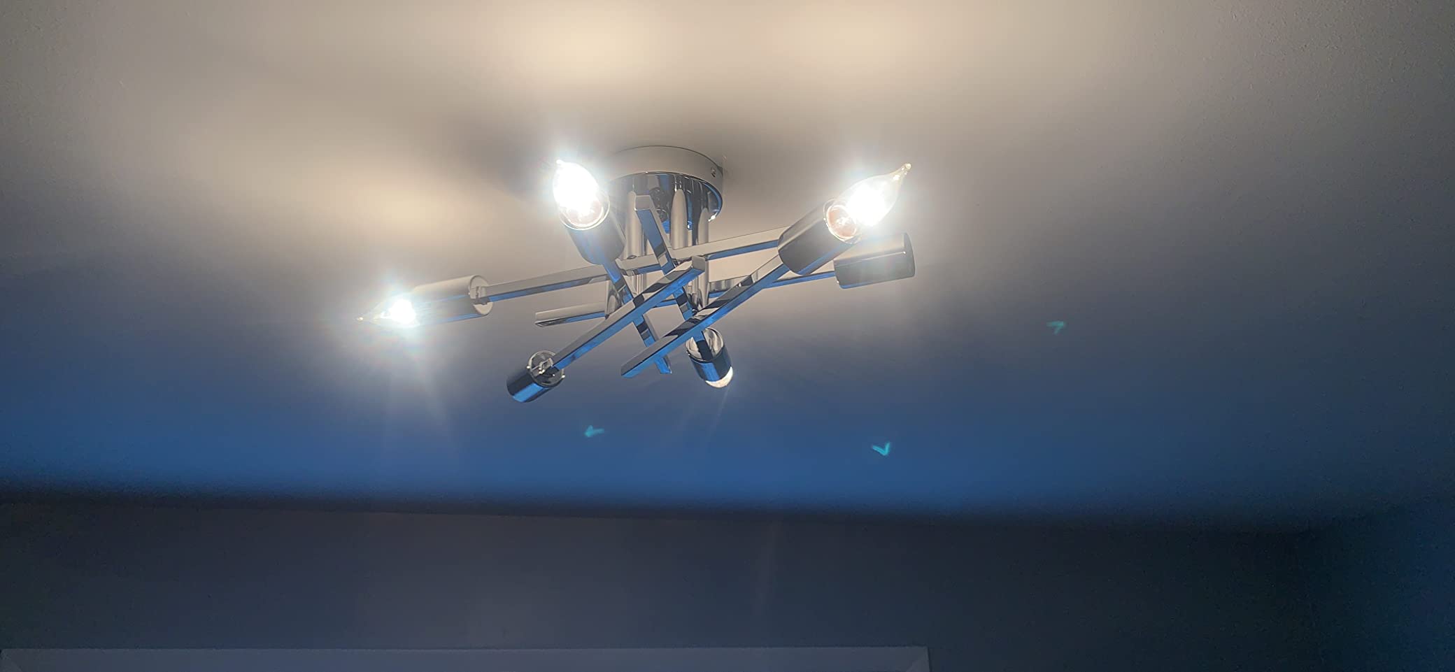 ASGYISA Semi Flush Mount Modern Ceiling Light Fixture， 6 Lights Black Vintage Matte Sputnik Chandelier Ceiling Lamp with E26 Bulb Base for Farmhouse Dining Room Living Room Bedroom Study Kitchen customer photo 2