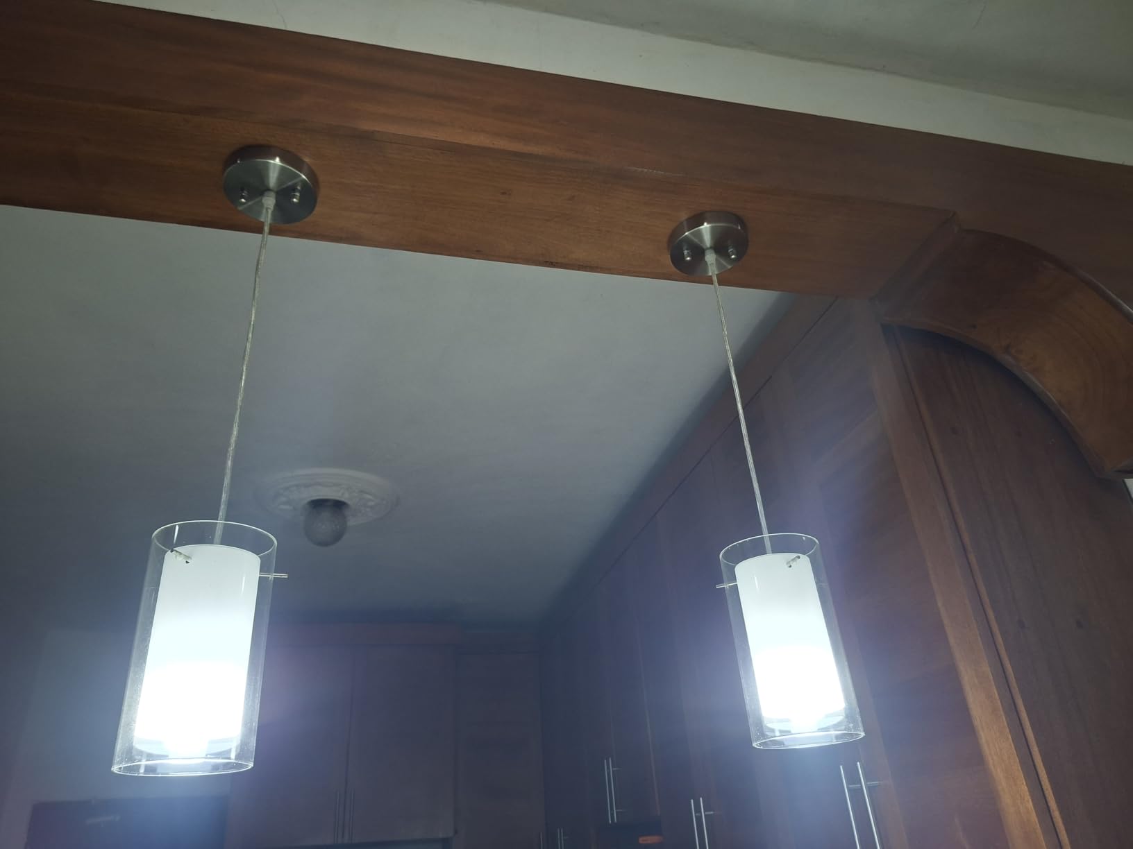 AKEZON Brushed Nickel Pendant Light Kitchen Island, Adjustable Height customer photo 2