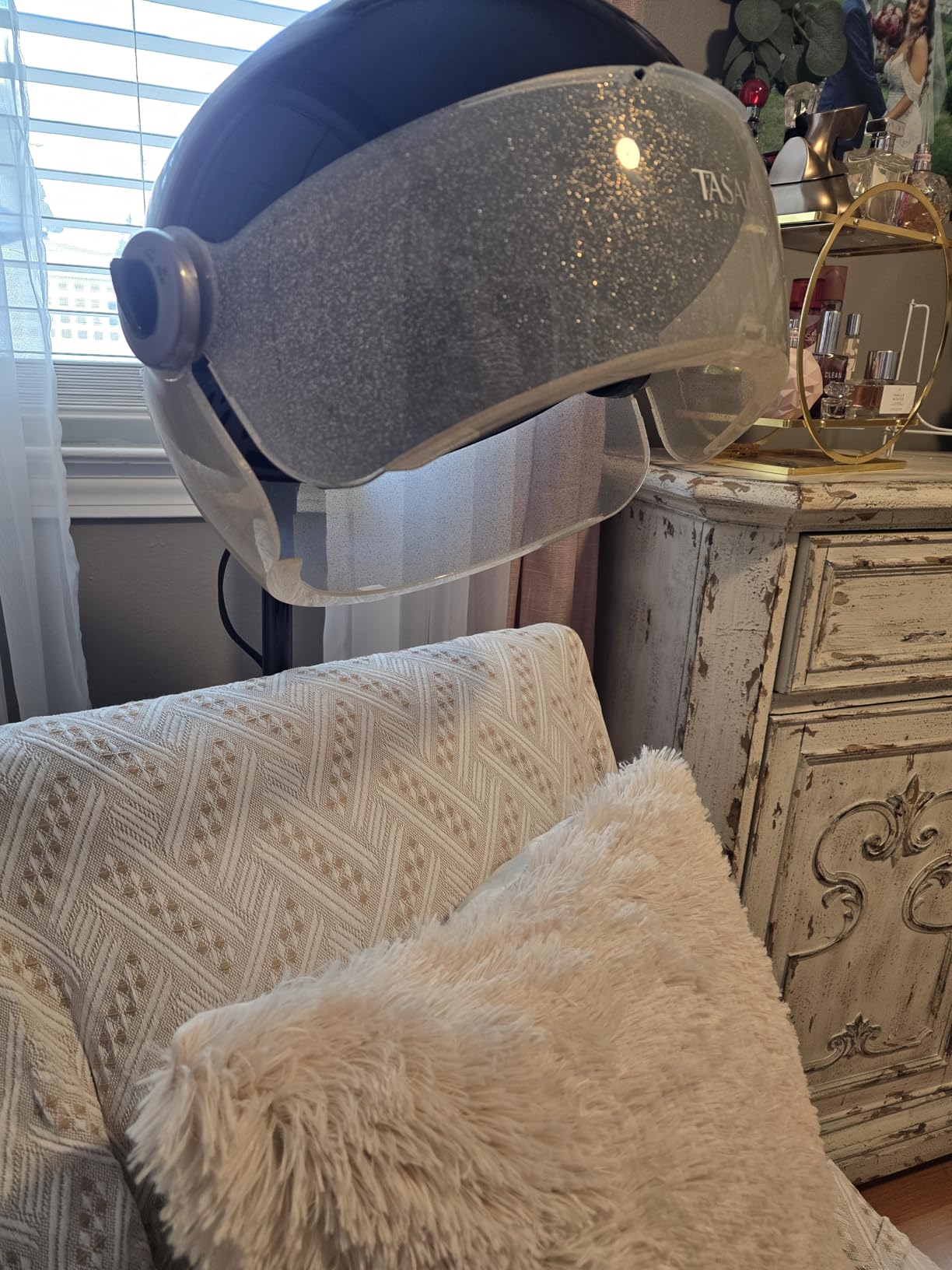 TASALON Ionic Hooded Hair Dryer - 1875W Bonnet Dryer with 3 Temperature Settings - Portable Standing Dryer for Home and Salon customer photo 1