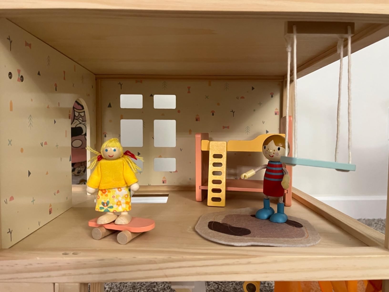 Giant bean Large Pink Wooden Dollhouse with Furniture Dolls for Girls customer photo 1