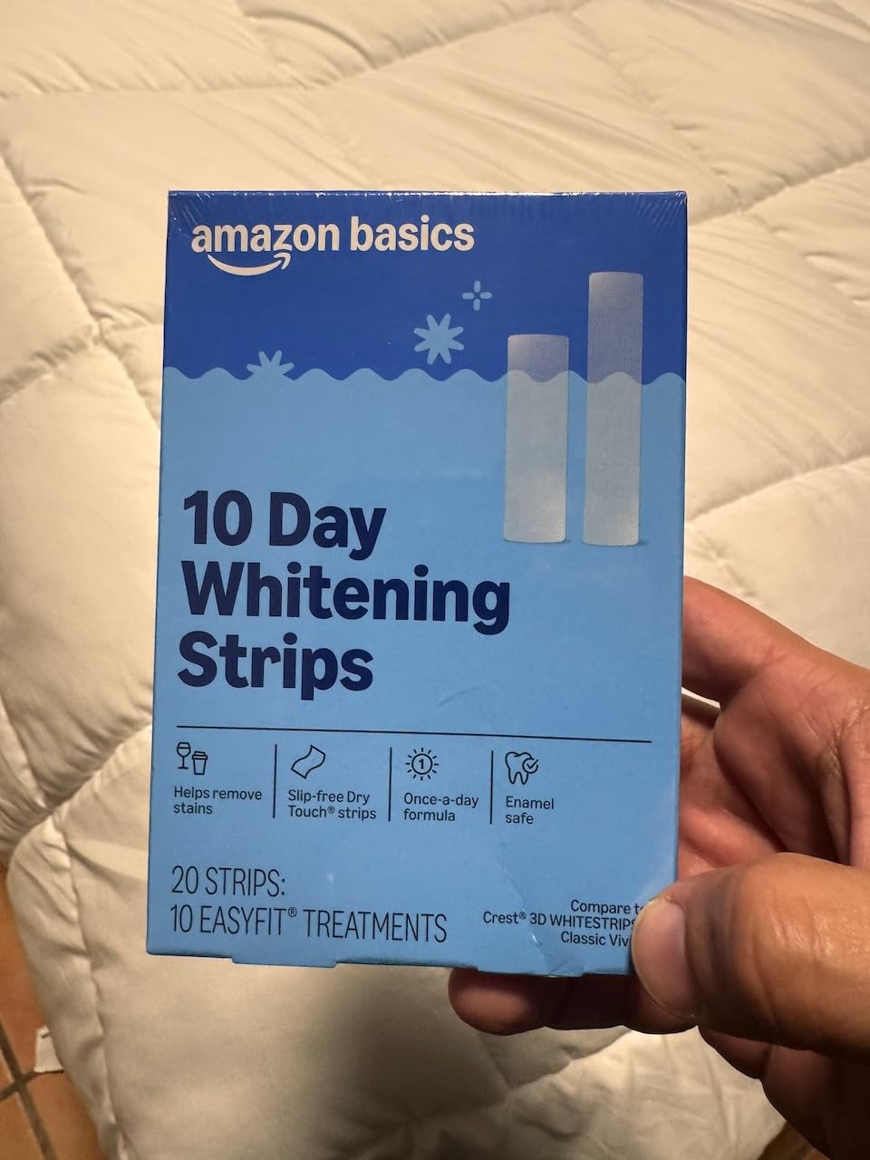 Amazon Basics 10 Day Teeth Whitening Strips Kit, 10 Treatments, 1-Pack, Packaging May Vary customer photo 2
