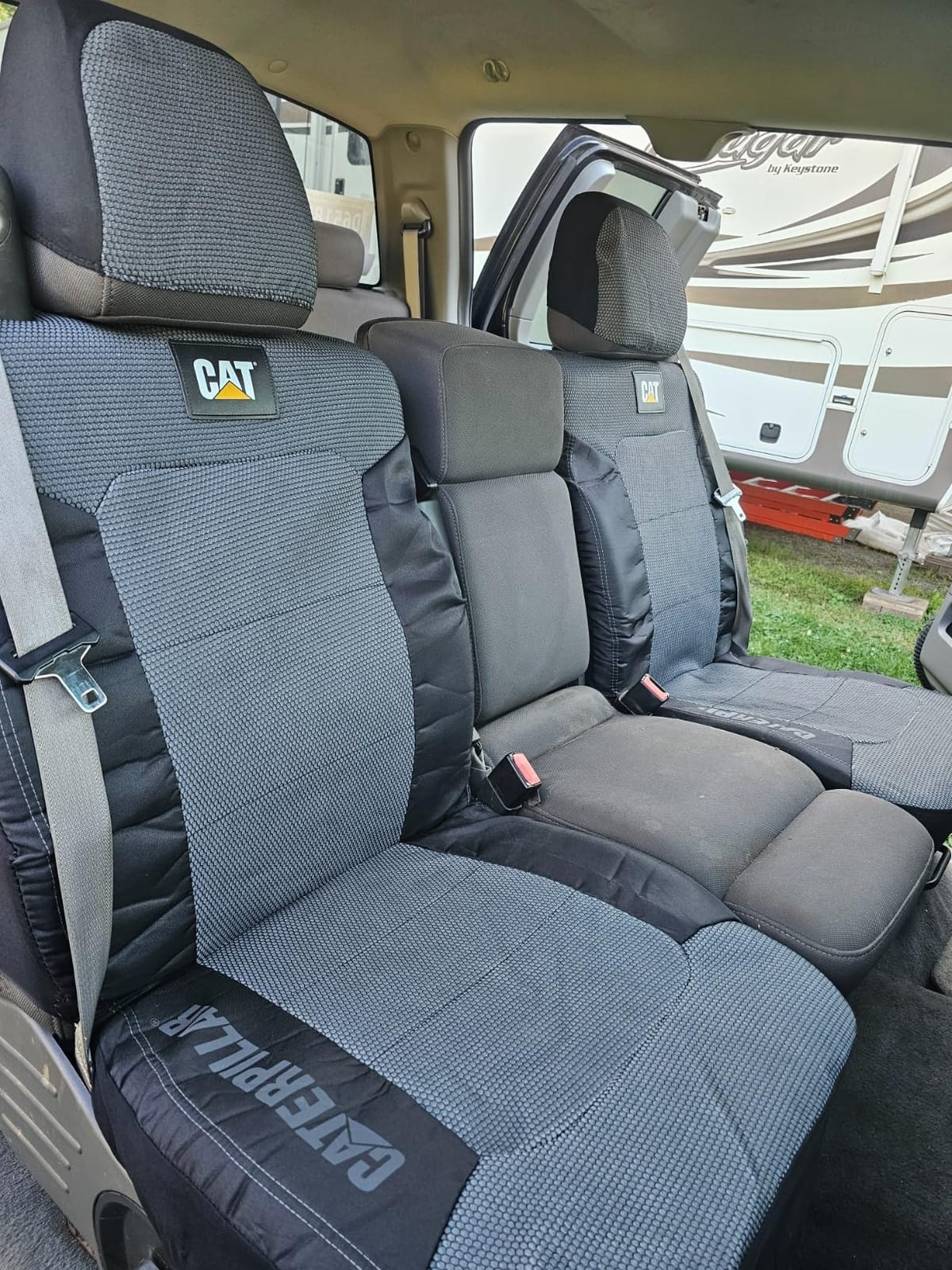 Cat MeshFlex Automotive Seat Covers for Cars Trucks and SUVs – Gray Car Seat Covers for Front Seats, Truck Seat Protectors with Comfortable Mesh Back, Set of 2 | Airbag Compatible Interior Protection for Trucks, Suv, and Cars – (2) Front Seat Protectors Automotive and Truck Accessories customer photo 1