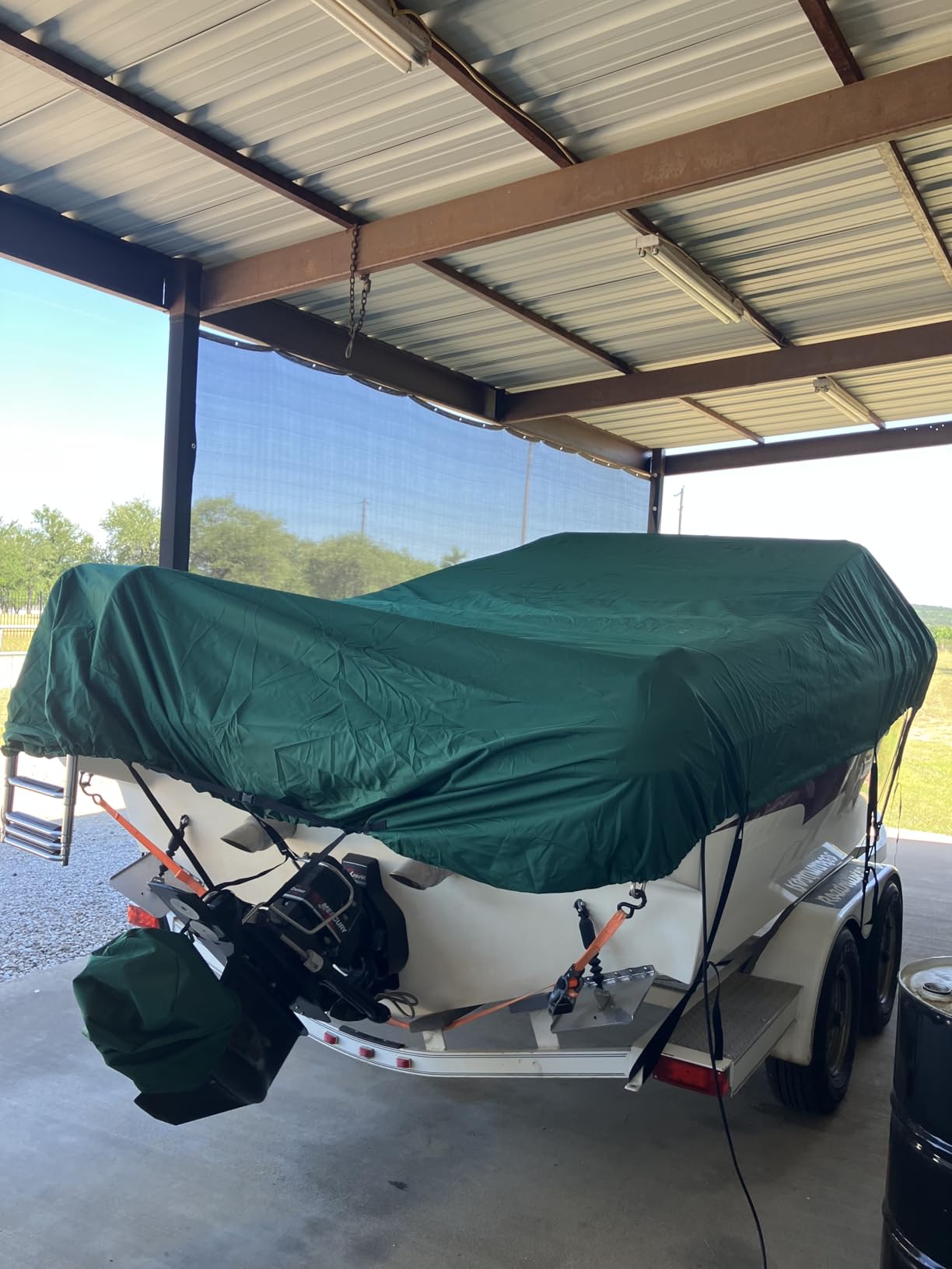 MSC Heavy Duty Waterproof Boat Cover, Trailerable Oxford Polyester Cover for V-Hull, Tri-Hull, Runabout, Fishing and Bass Boats (Model F - Length19'-20' Beam Width: up to 96