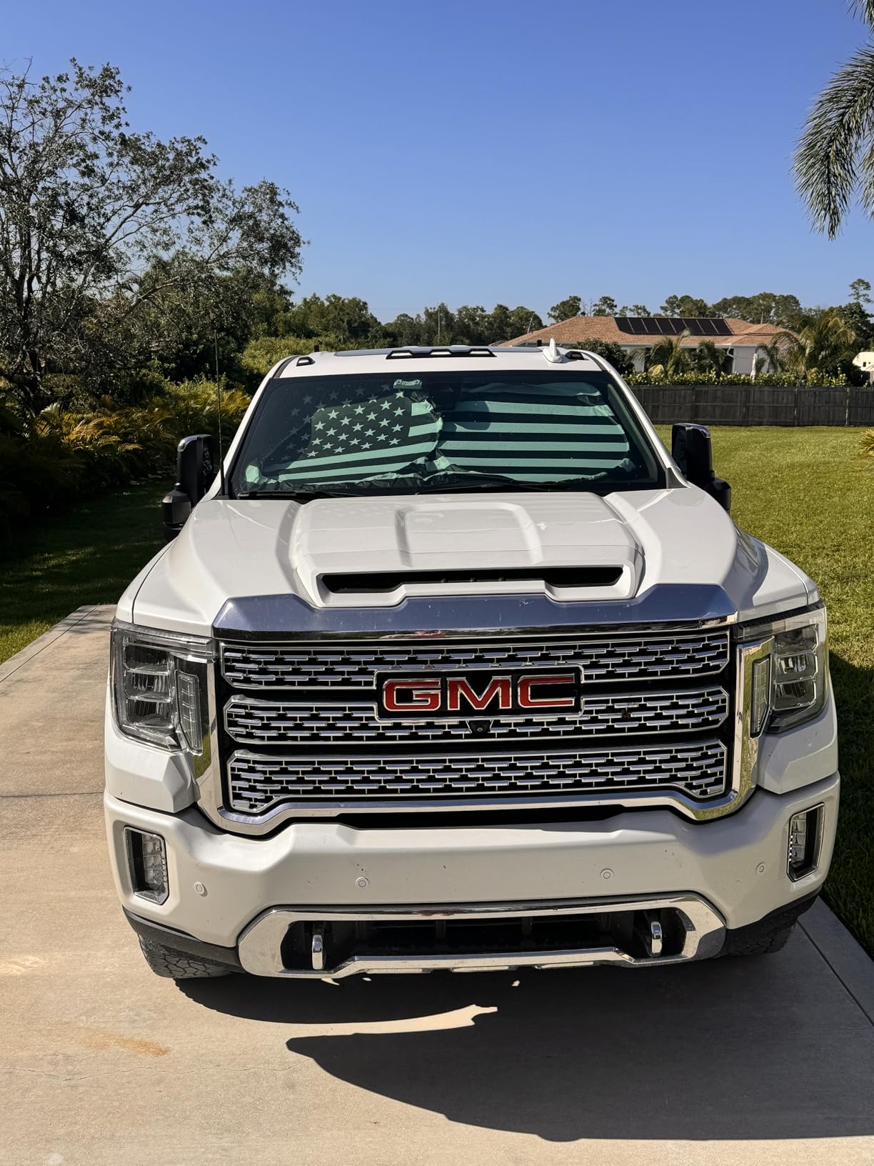 1-Piece Windshield Sun Shade B&W American Flag USA Patriotic Design - Foldable Car Fits Easily to SUV & Truck Vehicles UV Ray Blocker Keeps Your Vehicle Cool Large customer photo 1