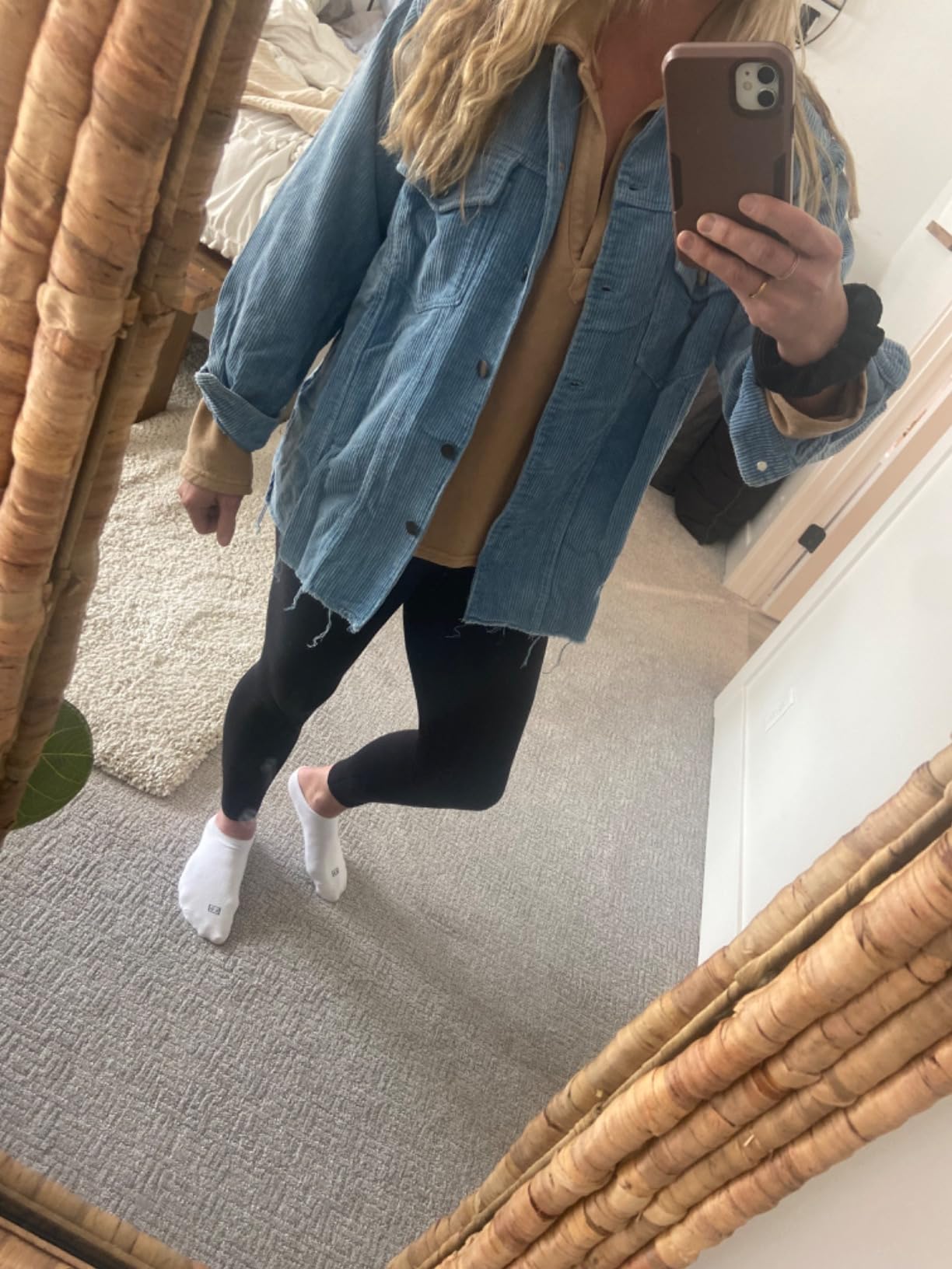 Hixiaohe Fall Jackets for Women Trendy Corduroy Jacket Retro Oversized Coat customer photo 1