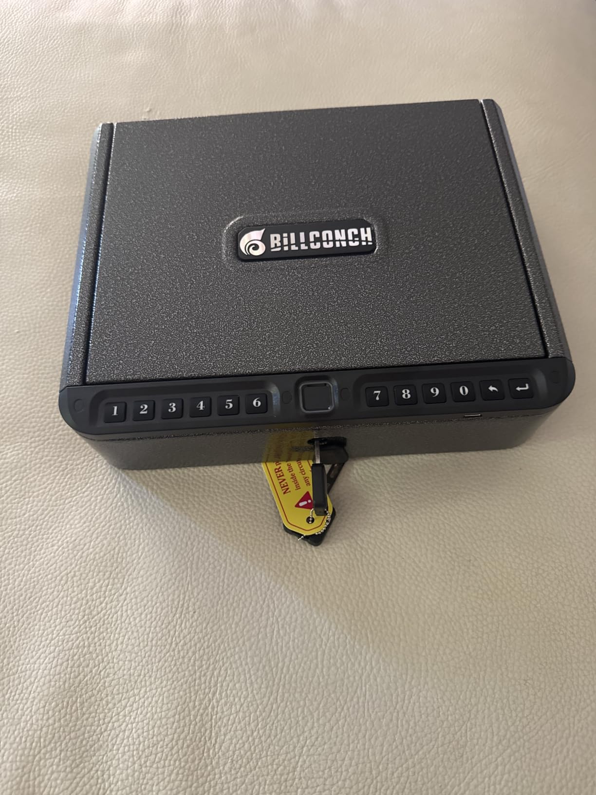BILLCONCH Smart Gun Safe with Fingerprint, App, Keypad,LCD& Security Cable | Steel Handgun Safe with 4 Quick-Access Methods, Voice Guidance, Built-in LED Light, Ideal for Nightstand, Bedside and Home customer photo 1