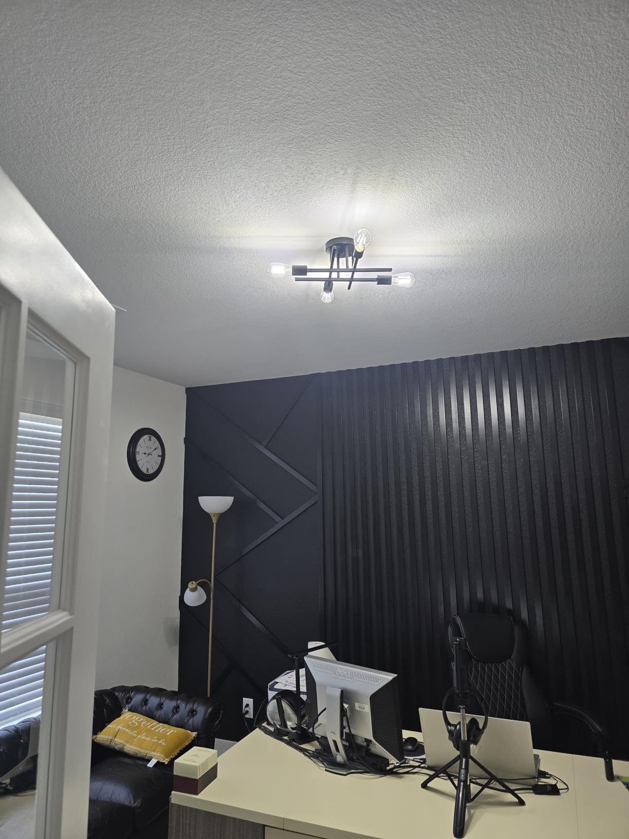 SunRider Industrial 4-Light Semi Flush Mount Ceiling Light Fixture, Modern Farmhouse Lights Matte Black, Rustic Sputnik Chandelier for Bedroom Foyer customer photo 1
