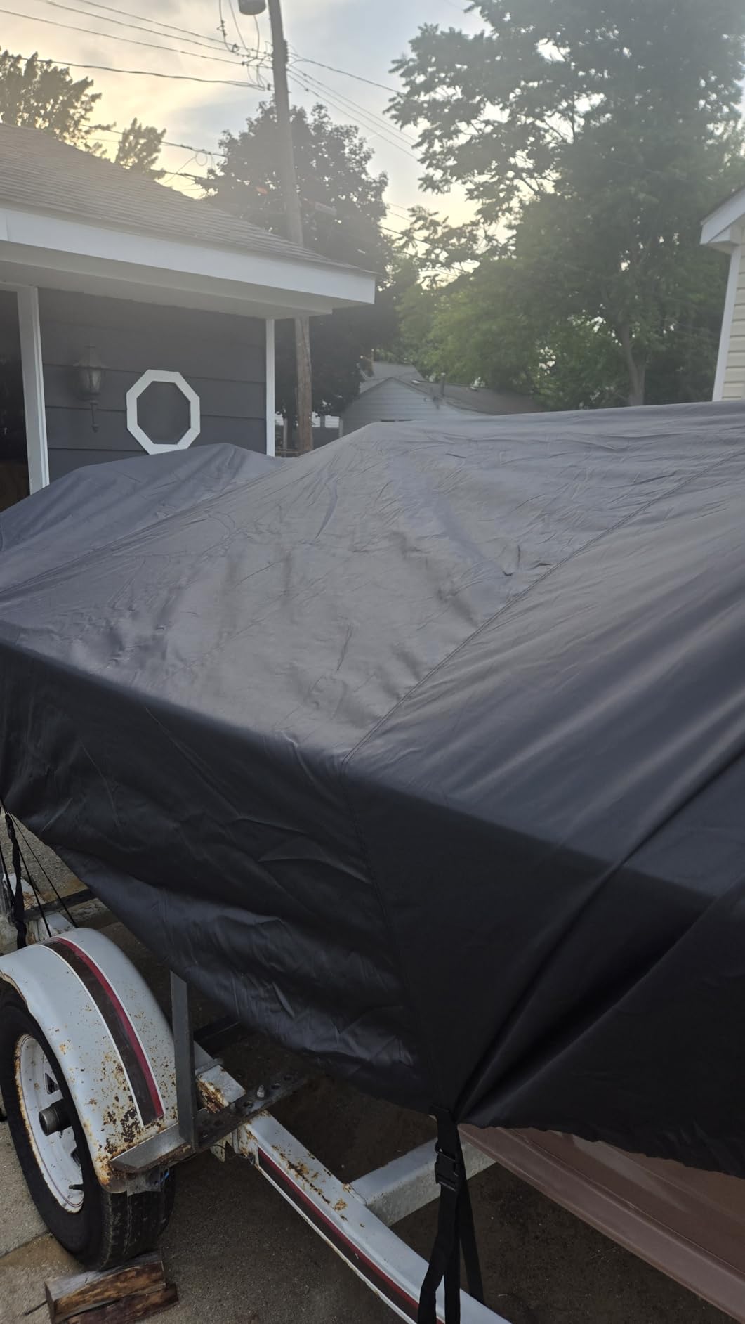 Mancro Boat Cover, Heavy Duty 17-19ft Waterproof Trailerable Boat Cover customer photo 1