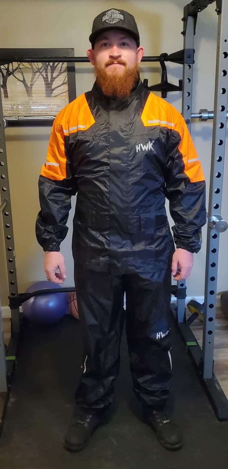 HWK Motorcycle Rain Suit for Men and Women, Two-Piece Waterproof Motorcycle Rain Gear with Reflective Jacket and Pants, All-Season Weatherproof Protection for Riding, Blue, X-Large customer photo 1