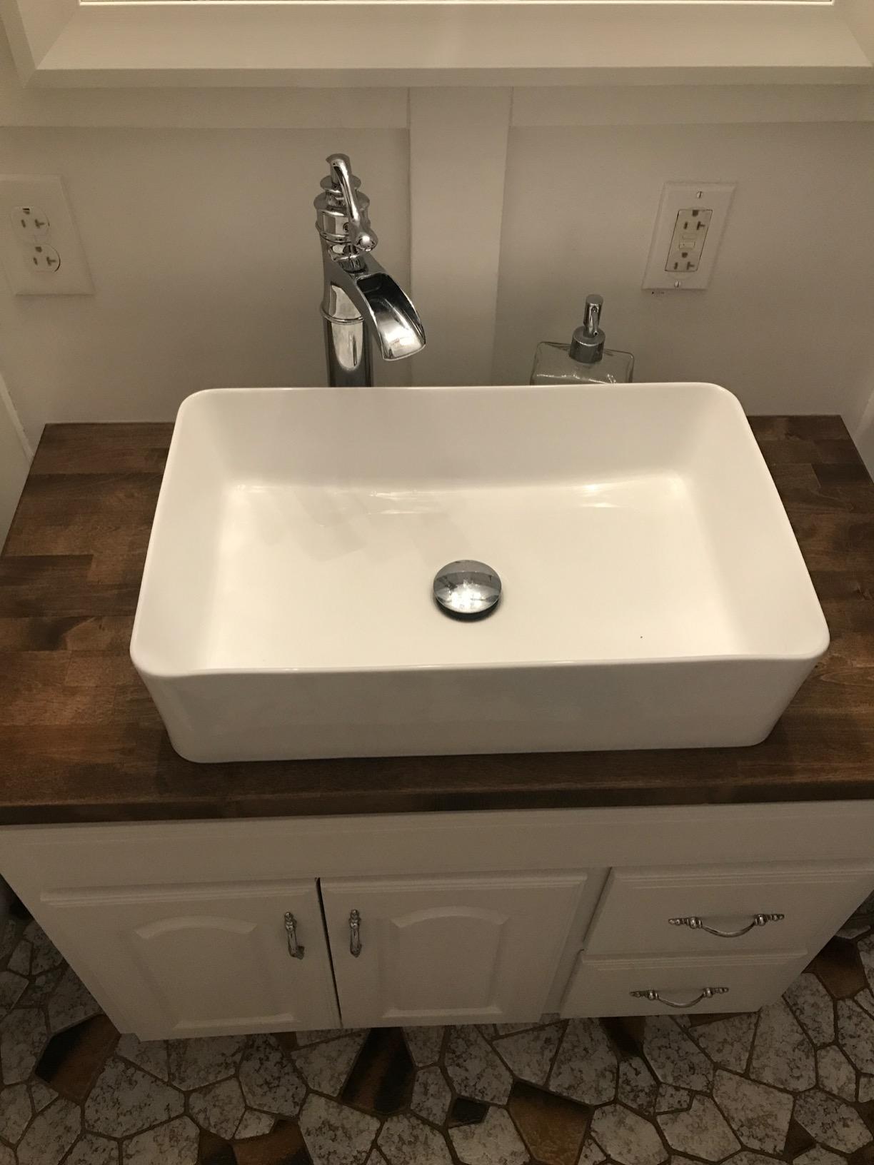 White Bathroom Vessel Sink Ceramic Vanity Art Basin Above Counter customer photo 1