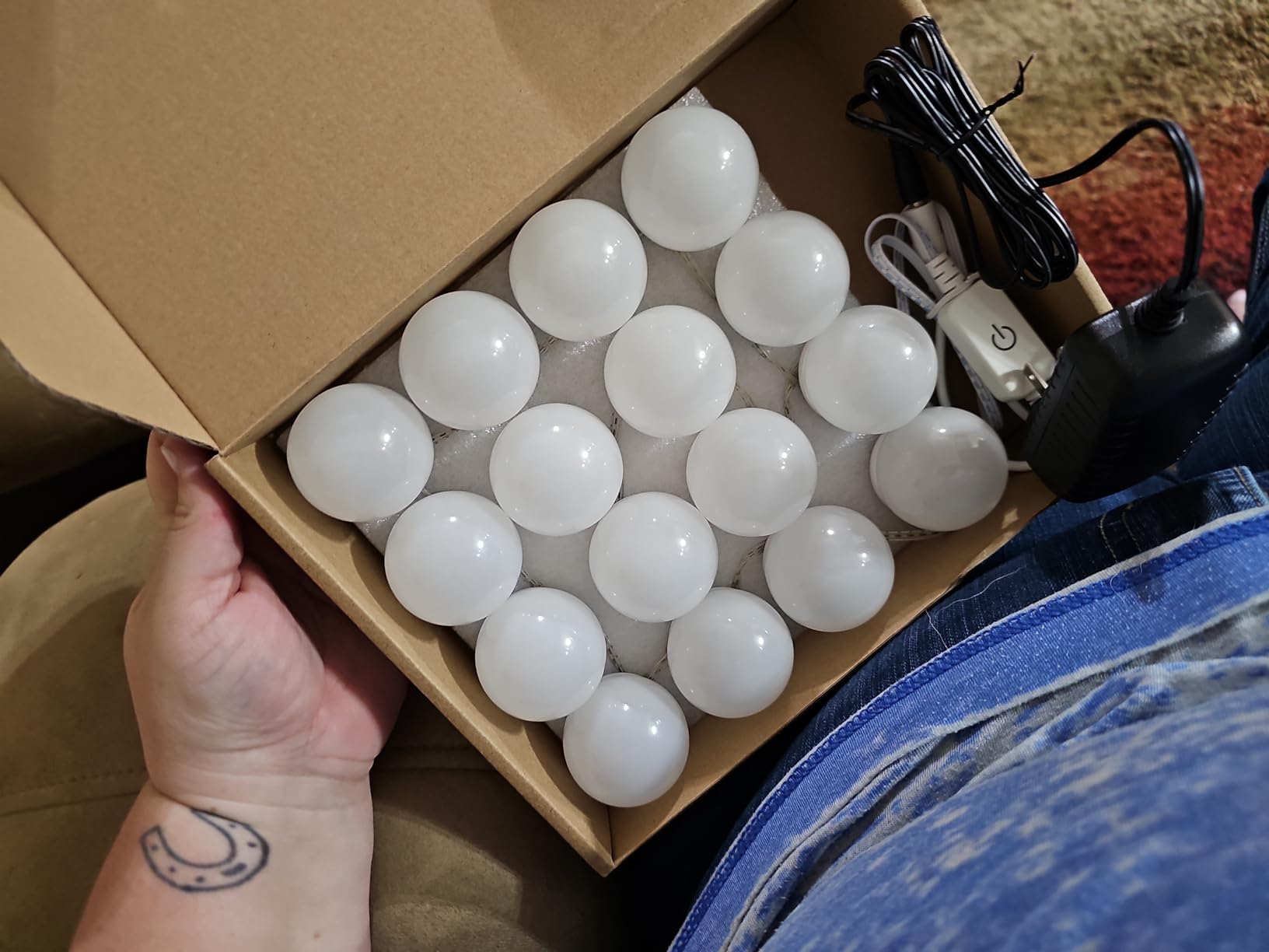 Vanity Lights for Mirror, 16 LED Bulbs Hollywood Makeup Lights, 3 Color Modes, Dimmable Brightness, Plug in, Stick up, for Dressing Table Bathroom Body Wall Mirror Lights customer photo 2
