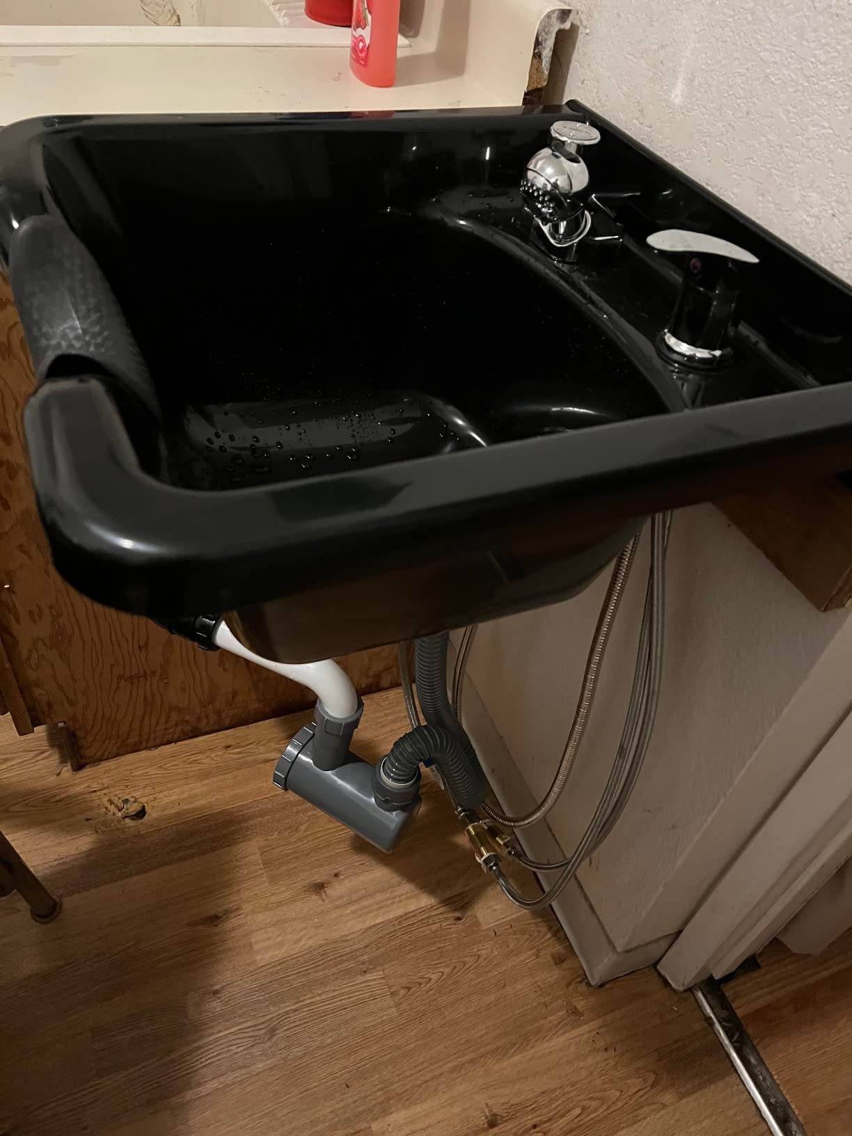 Shampoo Bowl for Salons, Black ABS Plastic Shampoo Sink for Home customer photo 1