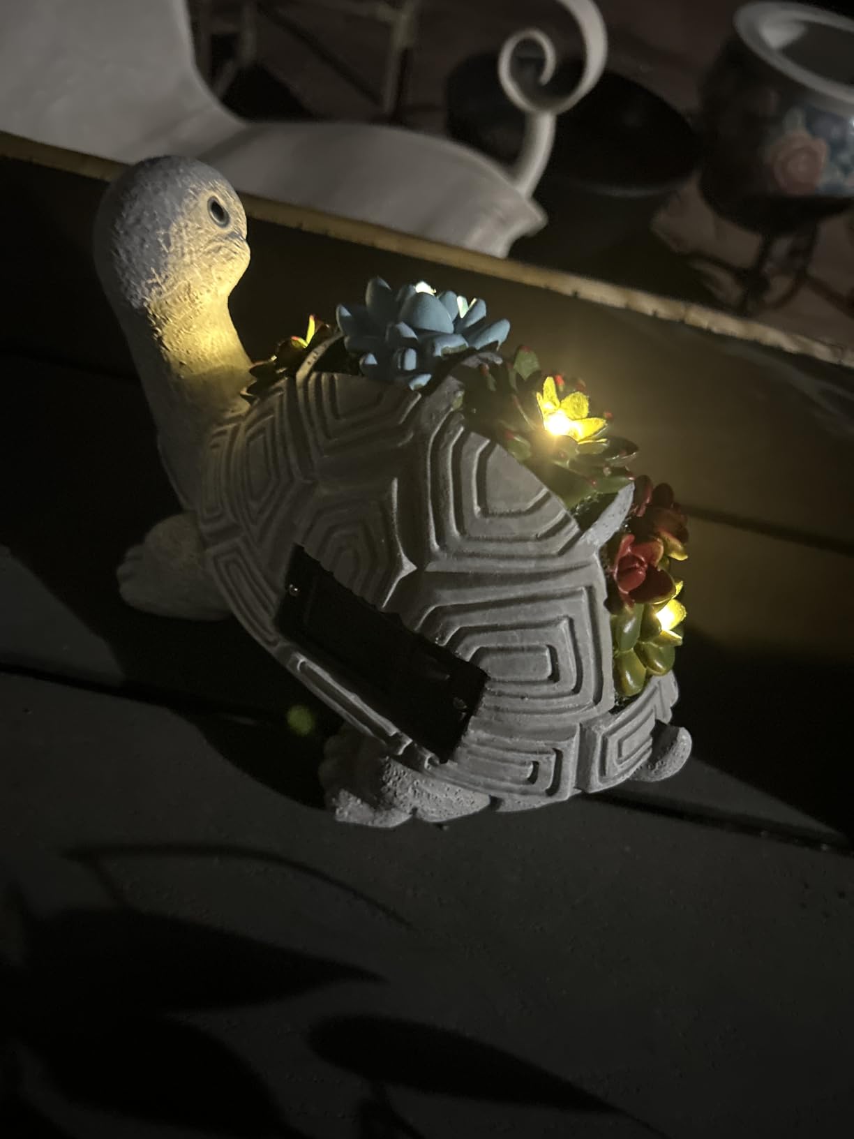 Nacome Solar Turtle Garden Statue - Succulent & 7 LED Lights, Outdoor Decor customer photo 1