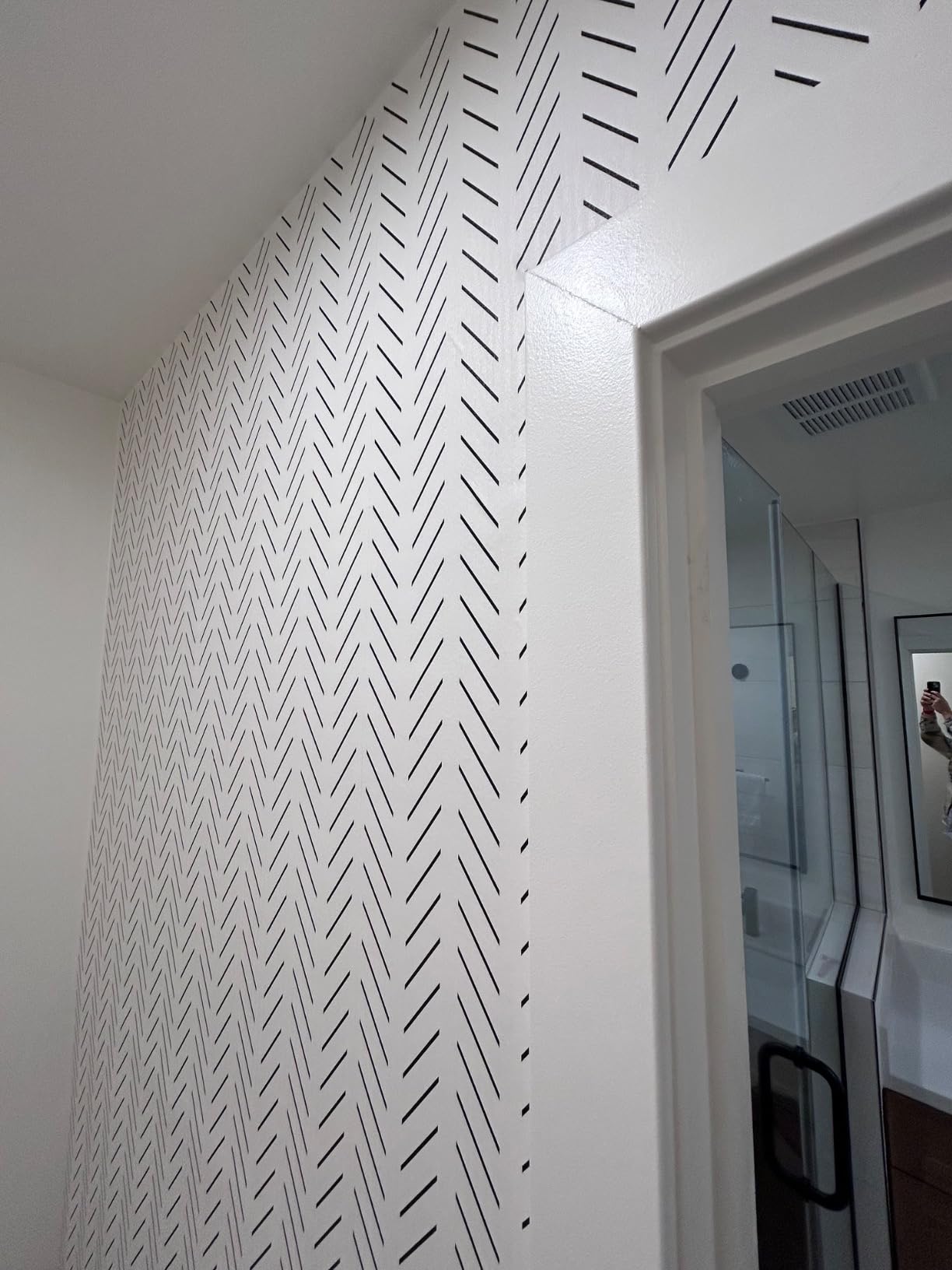 Erfoni Black and White Peel and Stick Wallpaper Herringbone Contact Paper customer photo 1