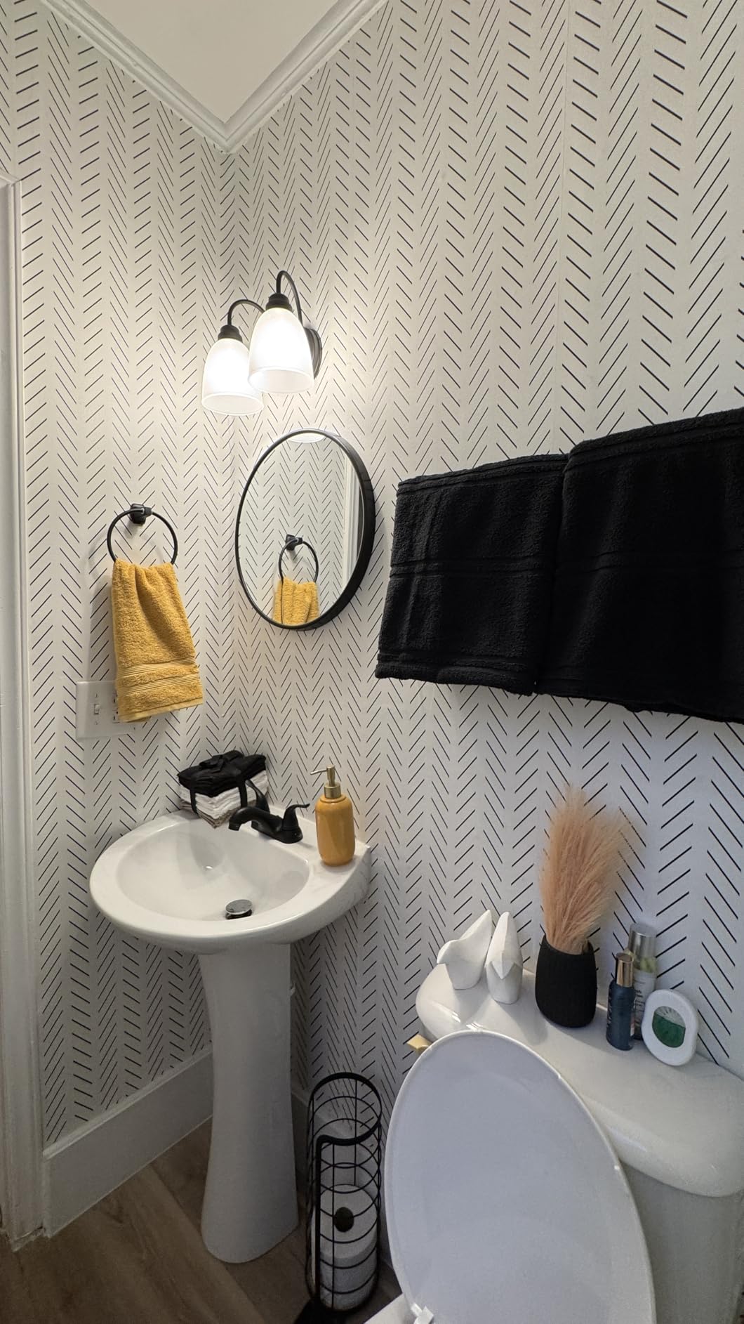 Erfoni Black and White Peel and Stick Wallpaper Herringbone Contact Paper customer photo 2