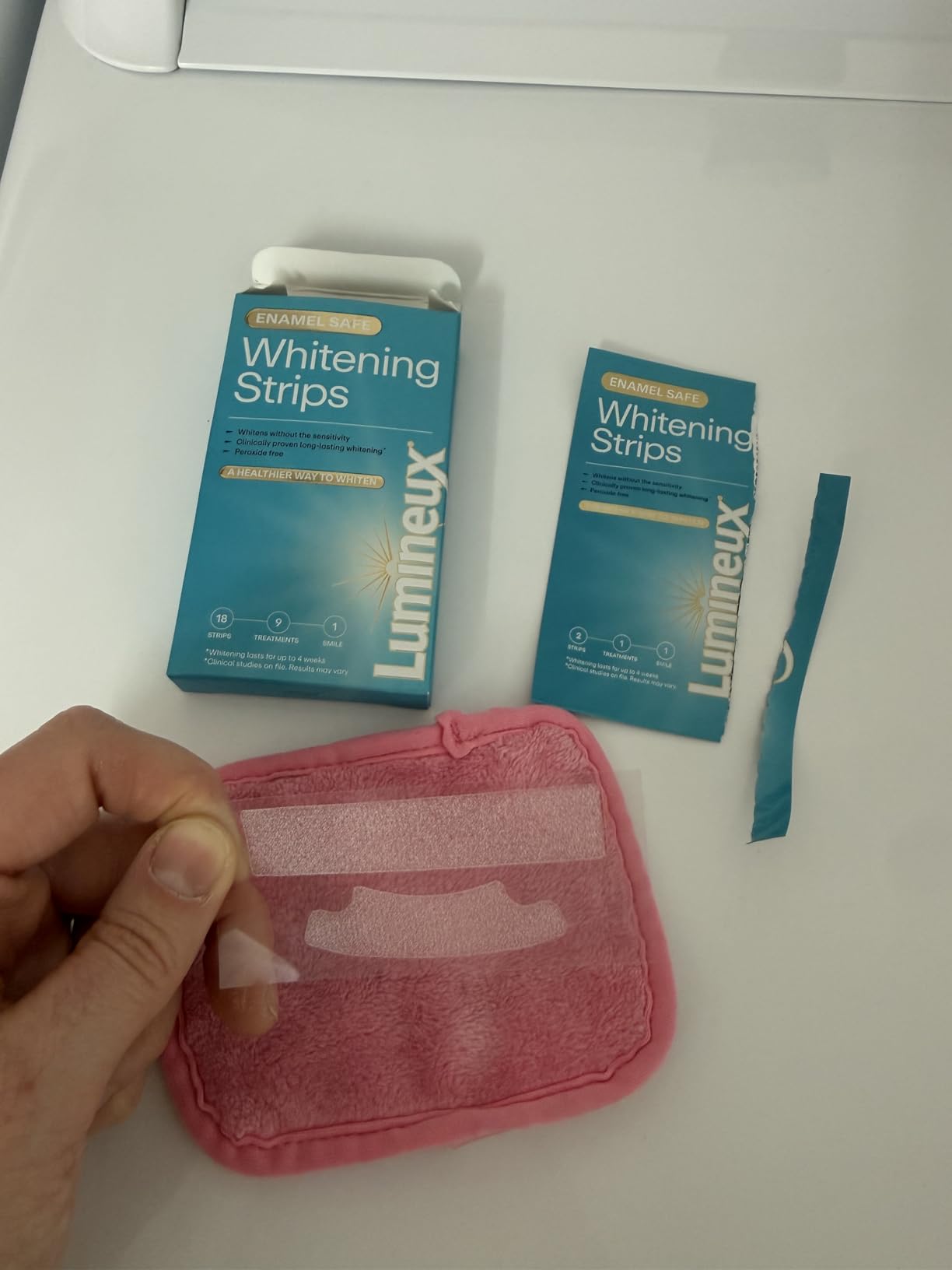 Lumineux Teeth Whitening Strips, Peroxide Free, 9 Treatments (1 Month) customer photo 1